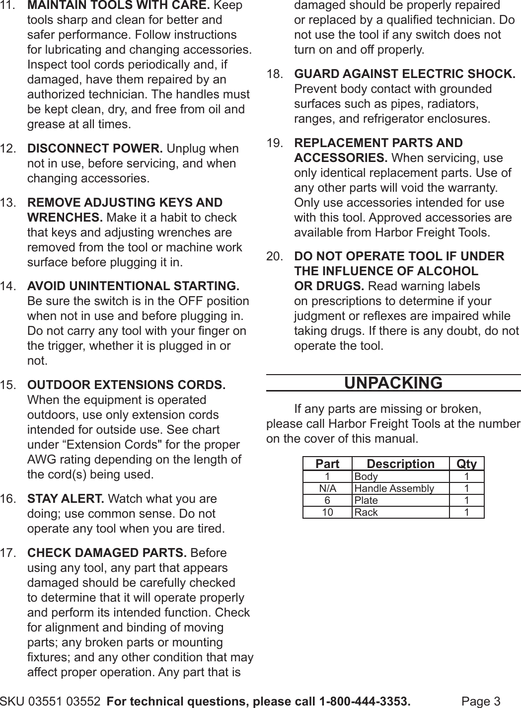 Page 3 of 8 - Harbor-Freight Harbor-Freight-1-2-Ton-Arbor-Press-Product-Manual-  Harbor-freight-1-2-ton-arbor-press-product-manual