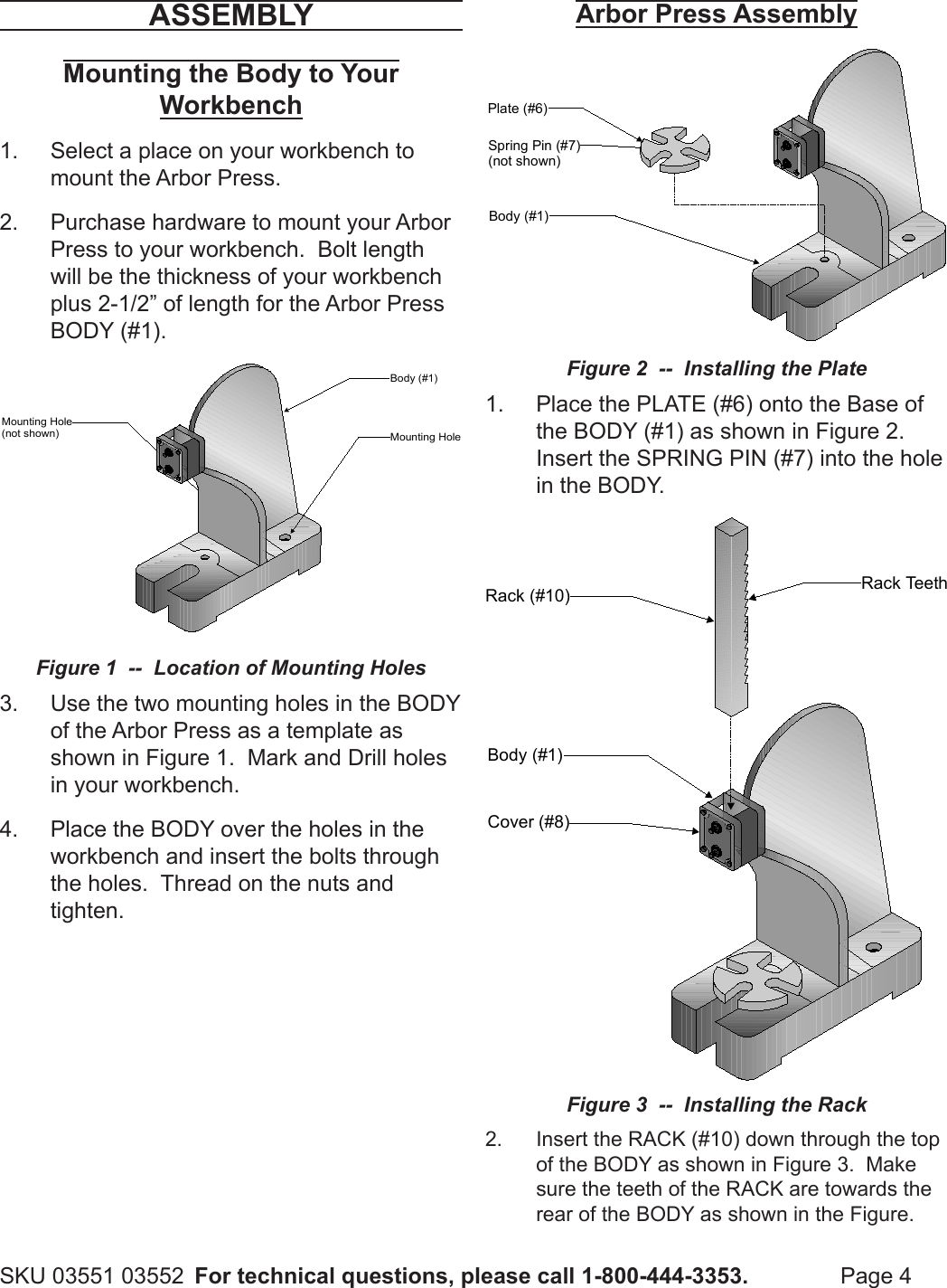 Page 4 of 8 - Harbor-Freight Harbor-Freight-1-2-Ton-Arbor-Press-Product-Manual-  Harbor-freight-1-2-ton-arbor-press-product-manual