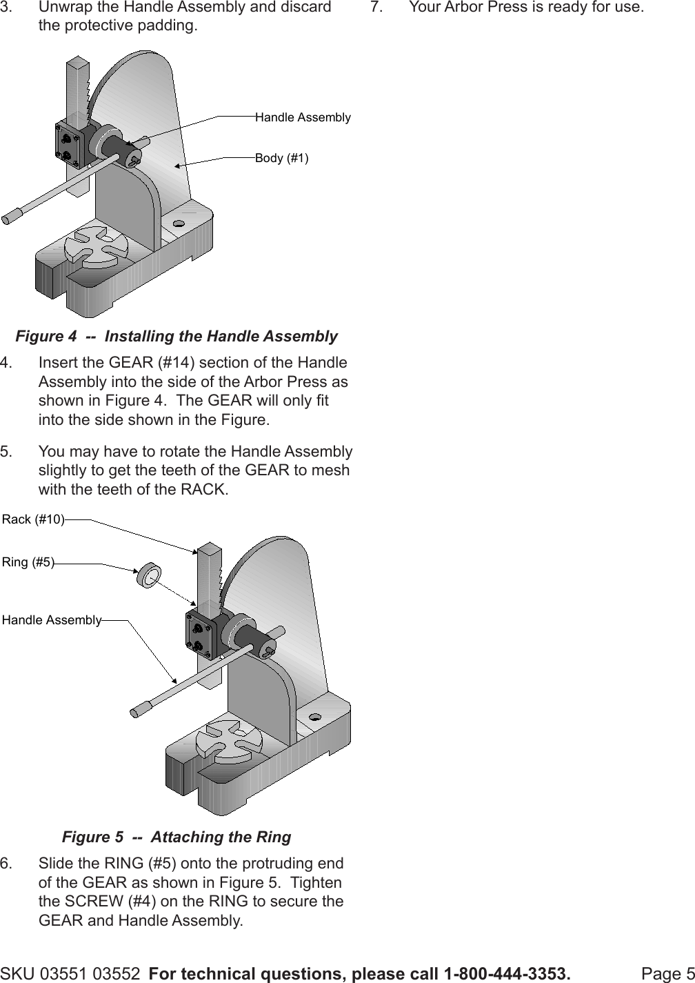 Page 5 of 8 - Harbor-Freight Harbor-Freight-1-2-Ton-Arbor-Press-Product-Manual-  Harbor-freight-1-2-ton-arbor-press-product-manual