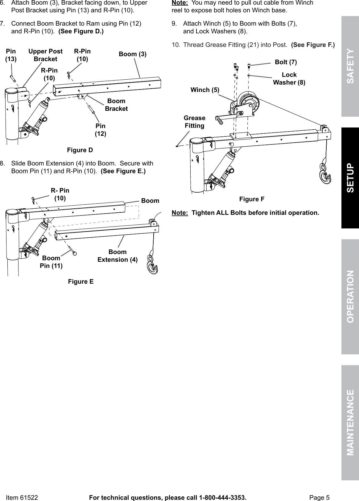 Page 5 of 12 - Harbor-Freight Harbor-Freight-1-2-Ton-Capacity-Pickup-Truck-Crane-With-Cable-Winch-Product-Manual-  Harbor-freight-1-2-ton-capacity-pickup-truck-crane-with-cable-winch-product-manual