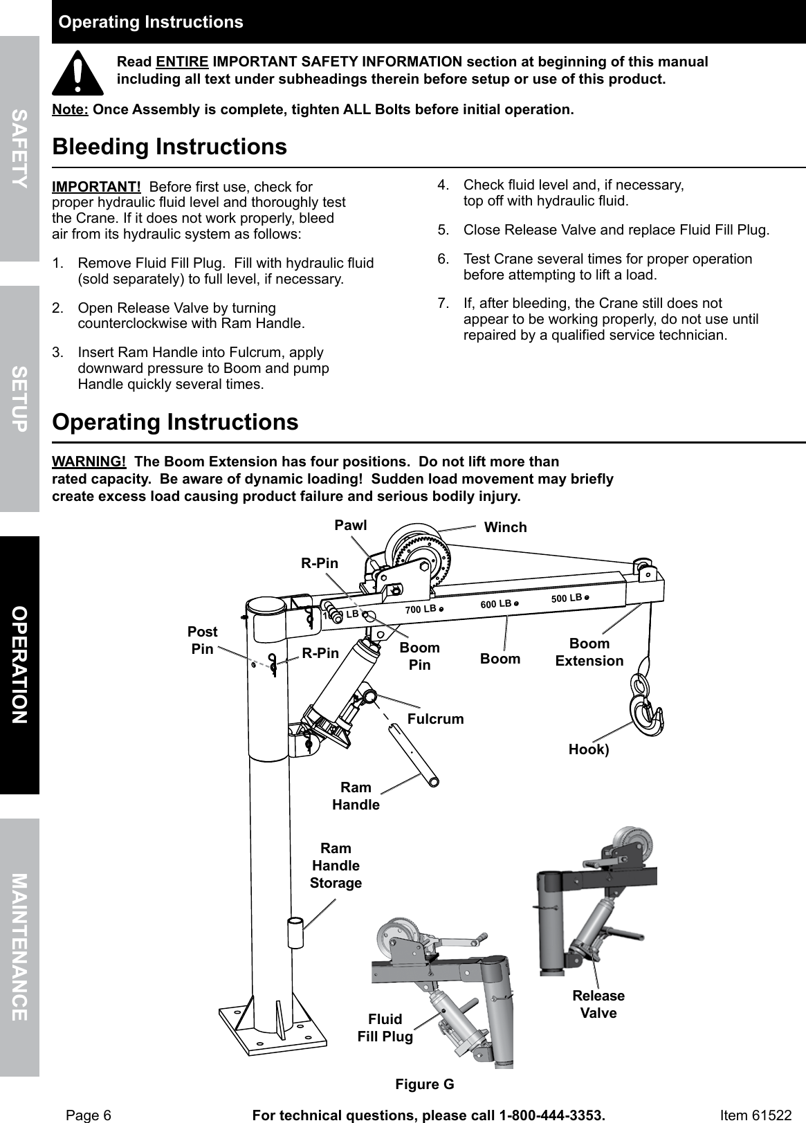 Page 6 of 12 - Harbor-Freight Harbor-Freight-1-2-Ton-Capacity-Pickup-Truck-Crane-With-Cable-Winch-Product-Manual-  Harbor-freight-1-2-ton-capacity-pickup-truck-crane-with-cable-winch-product-manual