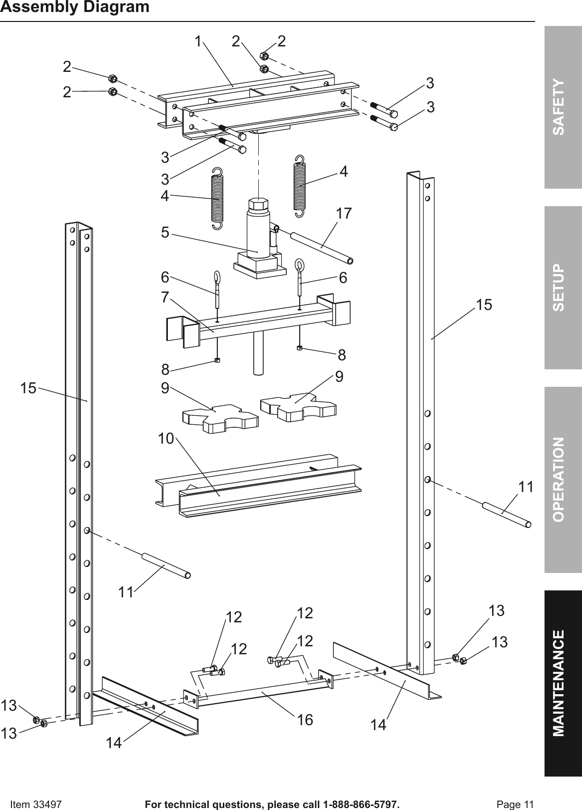 Page 11 of 12 - Harbor-Freight Harbor-Freight-12-Ton-H-Frame-Industrial-Heavy-Duty-Floor-Shop-Press-Product-Manual-  Harbor-freight-12-ton-h-frame-industrial-heavy-duty-floor-shop-press-product-manual