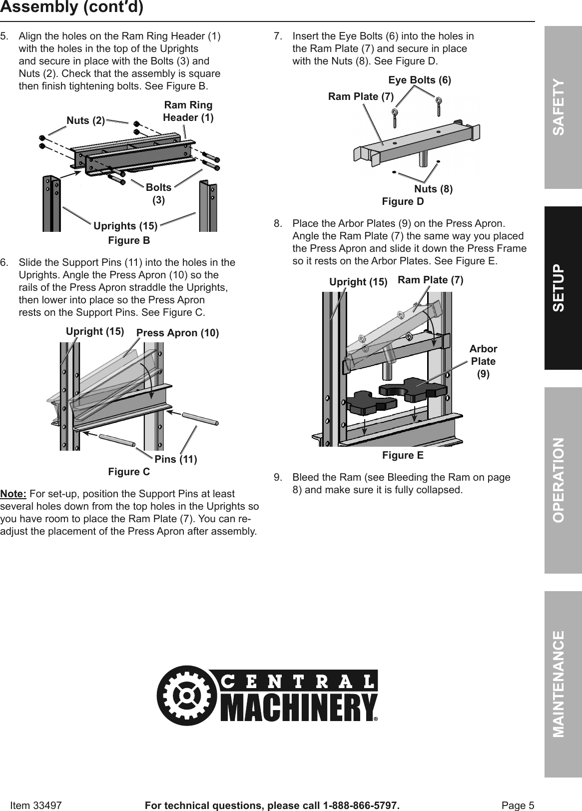 Page 5 of 12 - Harbor-Freight Harbor-Freight-12-Ton-H-Frame-Industrial-Heavy-Duty-Floor-Shop-Press-Product-Manual-  Harbor-freight-12-ton-h-frame-industrial-heavy-duty-floor-shop-press-product-manual