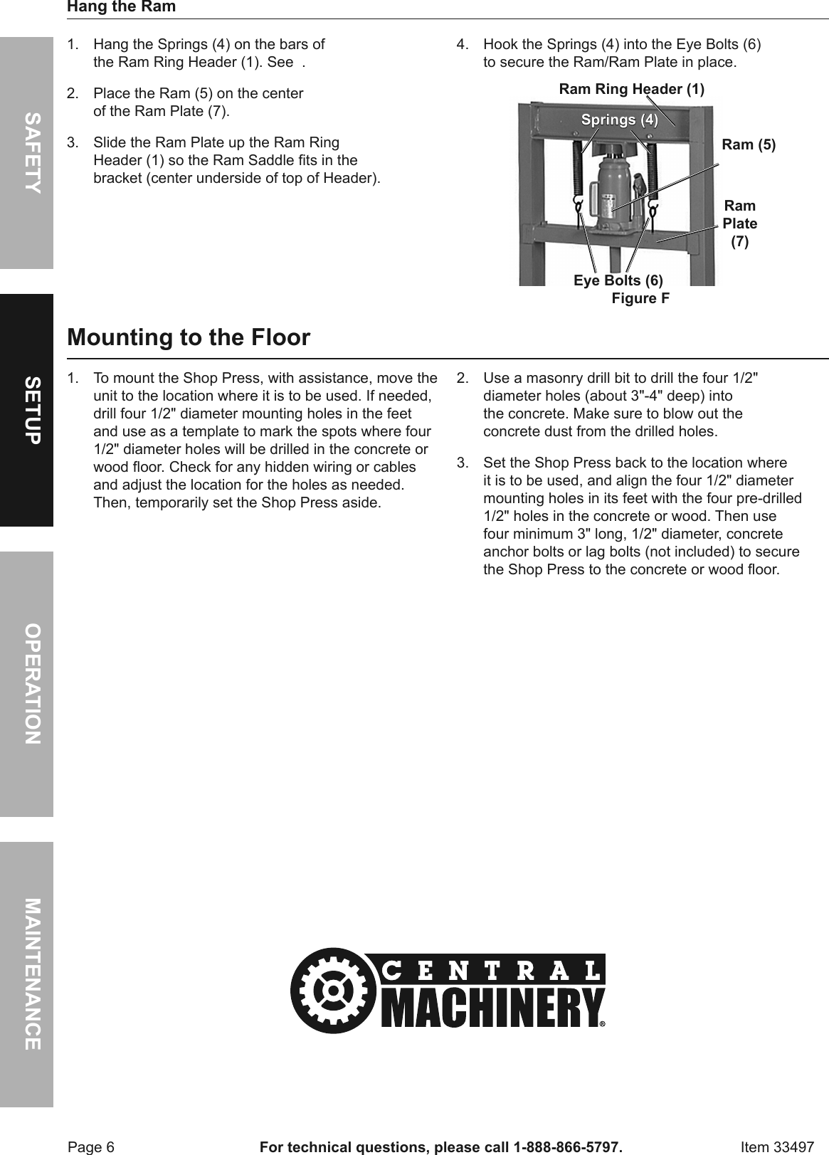 Page 6 of 12 - Harbor-Freight Harbor-Freight-12-Ton-H-Frame-Industrial-Heavy-Duty-Floor-Shop-Press-Product-Manual-  Harbor-freight-12-ton-h-frame-industrial-heavy-duty-floor-shop-press-product-manual