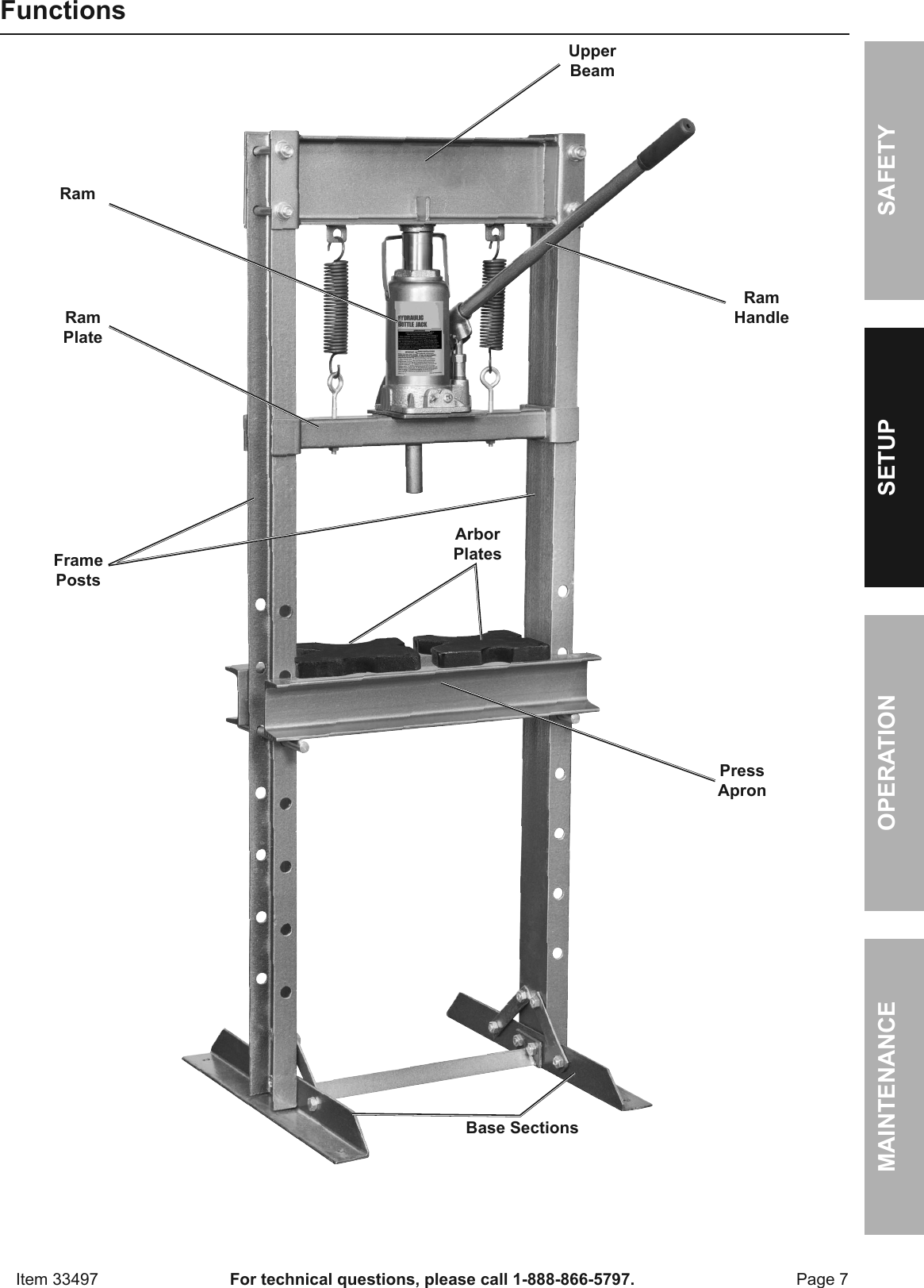 Page 7 of 12 - Harbor-Freight Harbor-Freight-12-Ton-H-Frame-Industrial-Heavy-Duty-Floor-Shop-Press-Product-Manual-  Harbor-freight-12-ton-h-frame-industrial-heavy-duty-floor-shop-press-product-manual