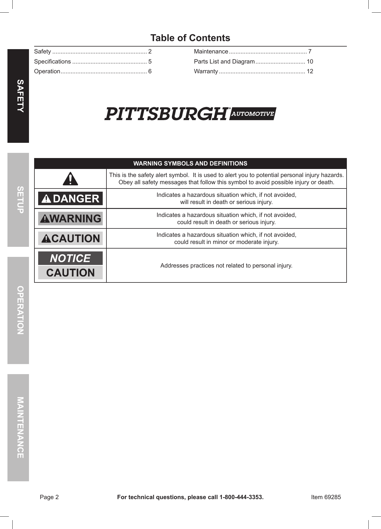 Page 2 of 12 - Harbor-Freight Harbor-Freight-12Volt-150-Psi-Compact-Air-Compressor-Product-Manual-  Harbor-freight-12volt-150-psi-compact-air-compressor-product-manual
