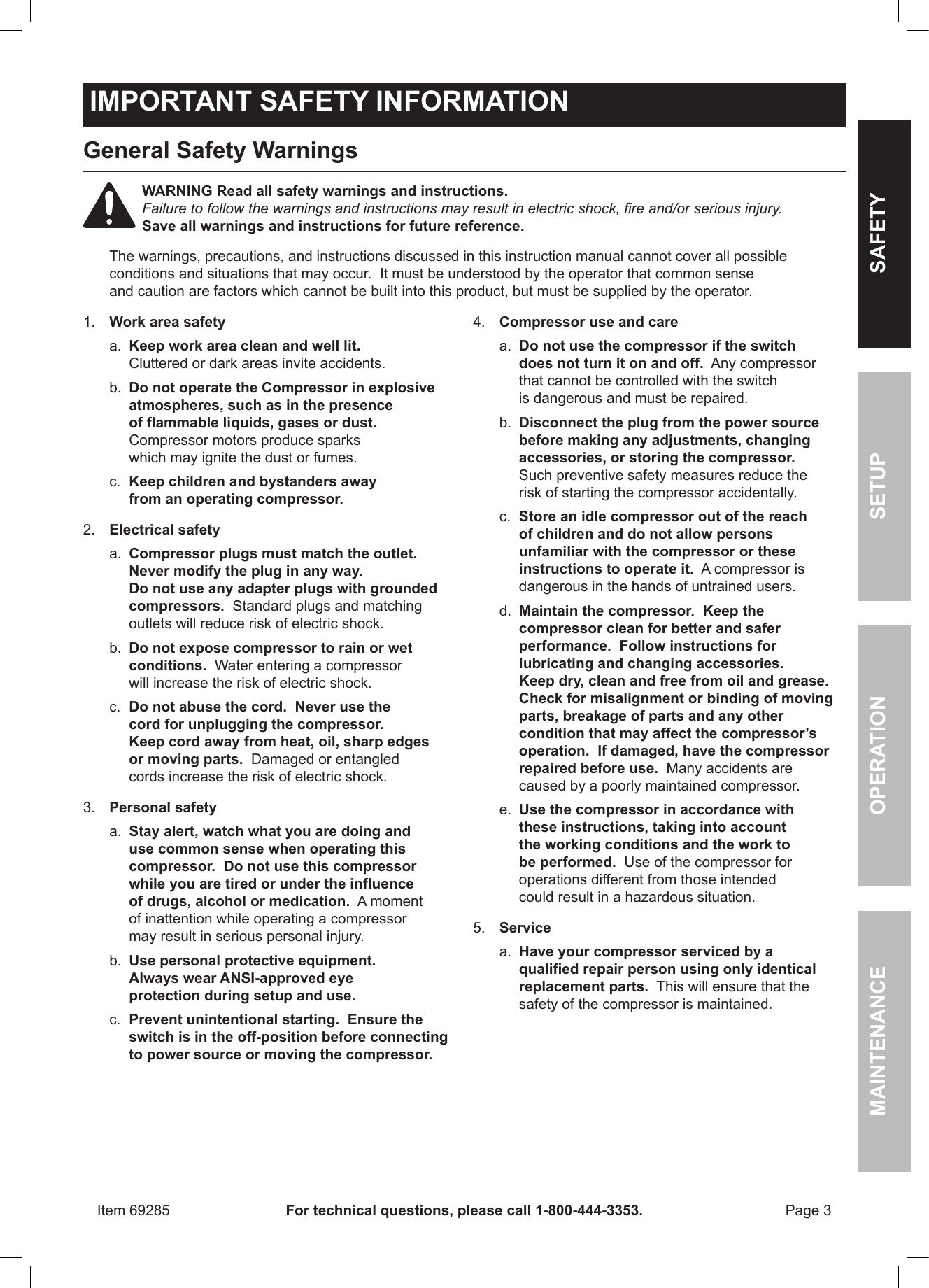 Page 3 of 12 - Harbor-Freight Harbor-Freight-12Volt-150-Psi-Compact-Air-Compressor-Product-Manual-  Harbor-freight-12volt-150-psi-compact-air-compressor-product-manual