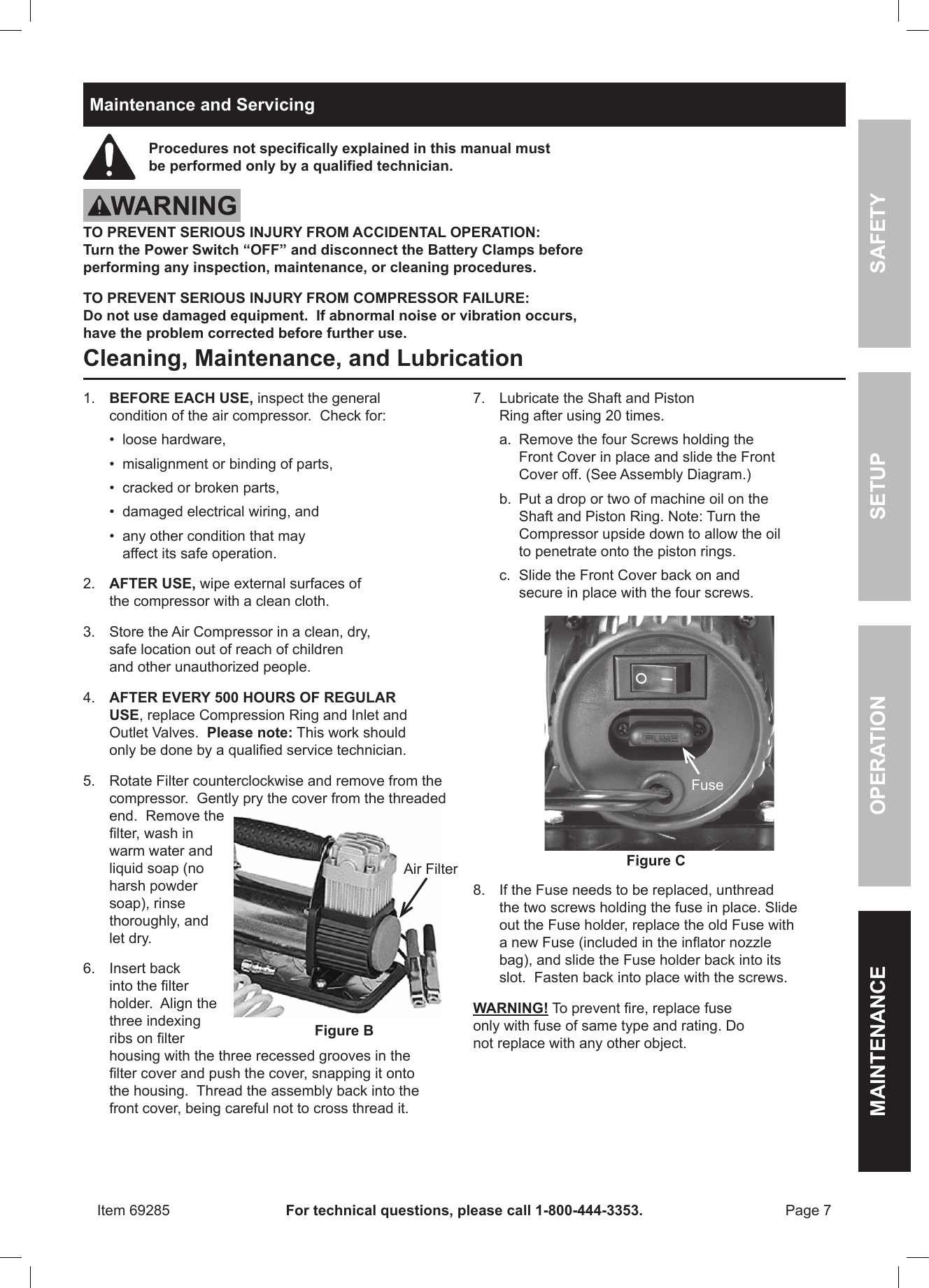 Page 7 of 12 - Harbor-Freight Harbor-Freight-12Volt-150-Psi-Compact-Air-Compressor-Product-Manual-  Harbor-freight-12volt-150-psi-compact-air-compressor-product-manual