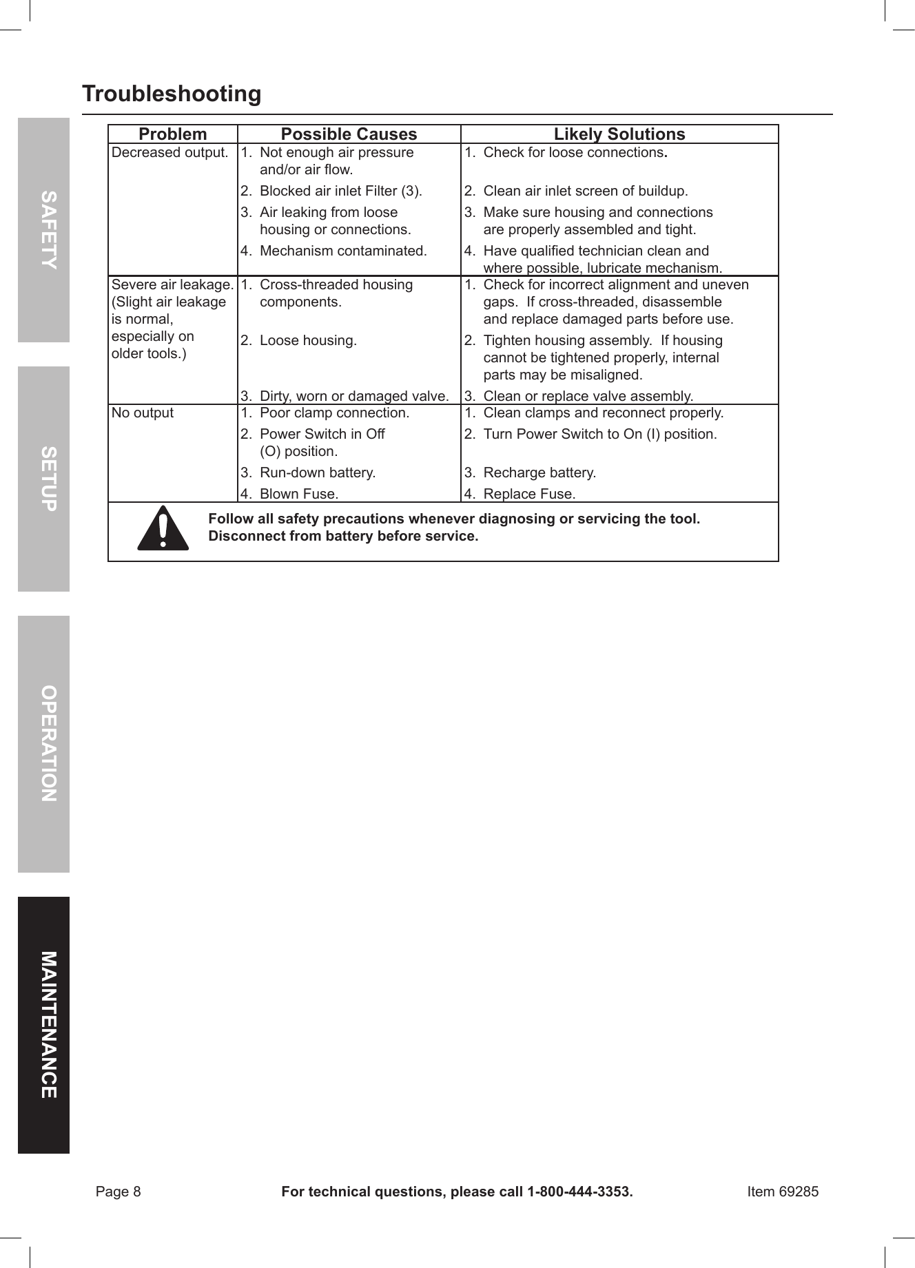 Page 8 of 12 - Harbor-Freight Harbor-Freight-12Volt-150-Psi-Compact-Air-Compressor-Product-Manual-  Harbor-freight-12volt-150-psi-compact-air-compressor-product-manual