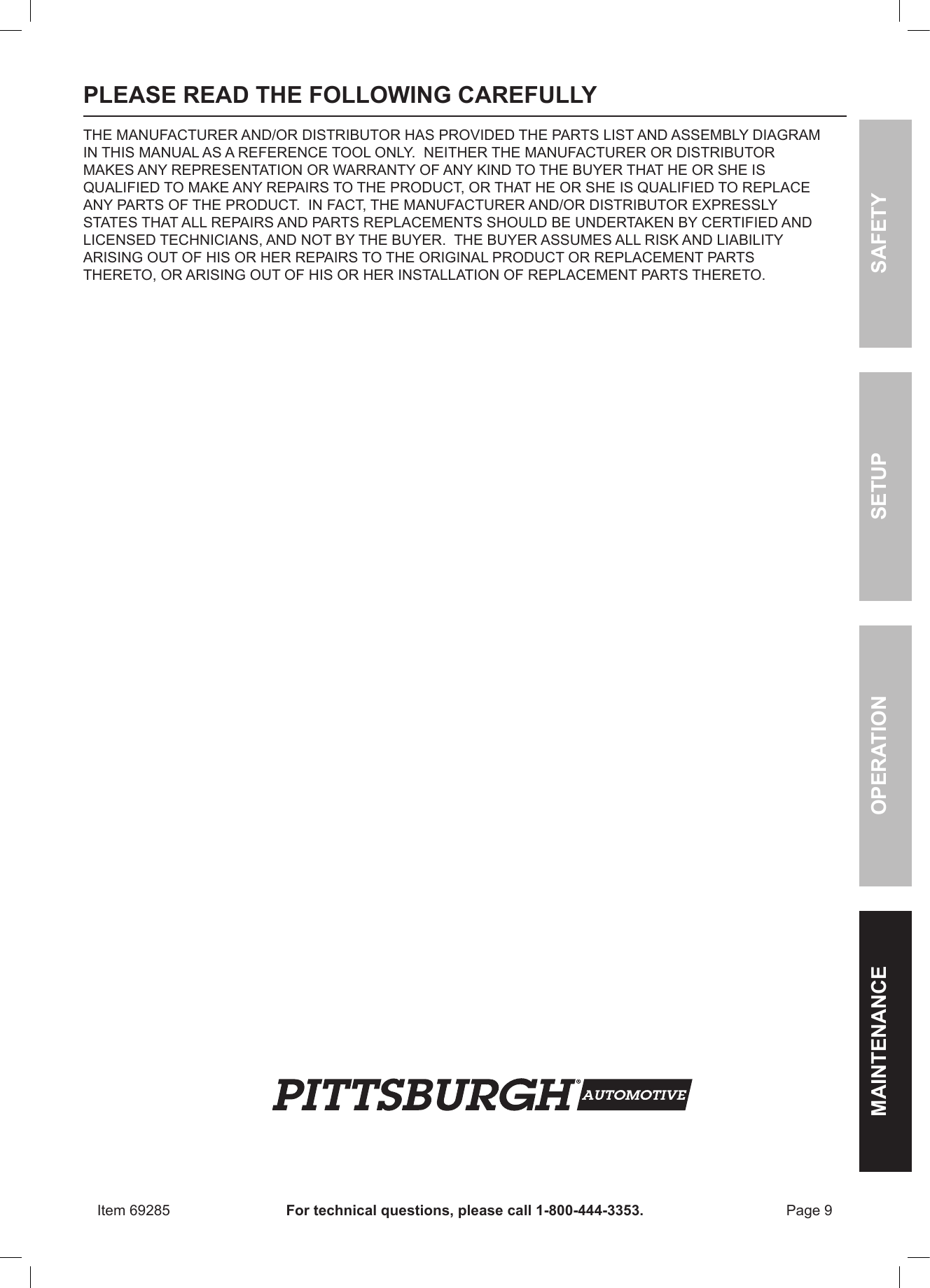 Page 9 of 12 - Harbor-Freight Harbor-Freight-12Volt-150-Psi-Compact-Air-Compressor-Product-Manual-  Harbor-freight-12volt-150-psi-compact-air-compressor-product-manual