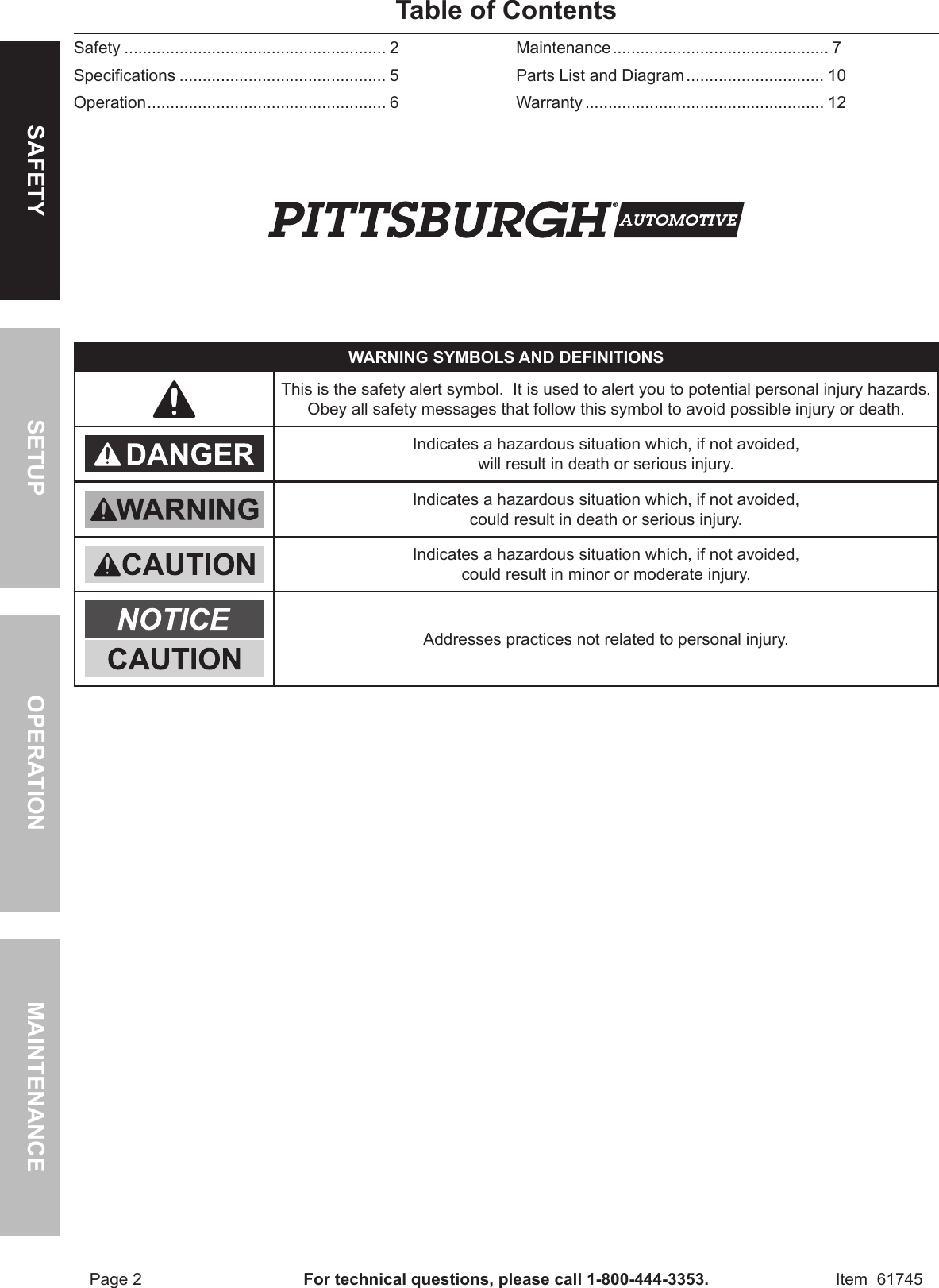 Page 2 of 12 - Harbor-Freight Harbor-Freight-12Volt-150-Psi-Compact-Air-Compressor-Product-Manual-  Harbor-freight-12volt-150-psi-compact-air-compressor-product-manual
