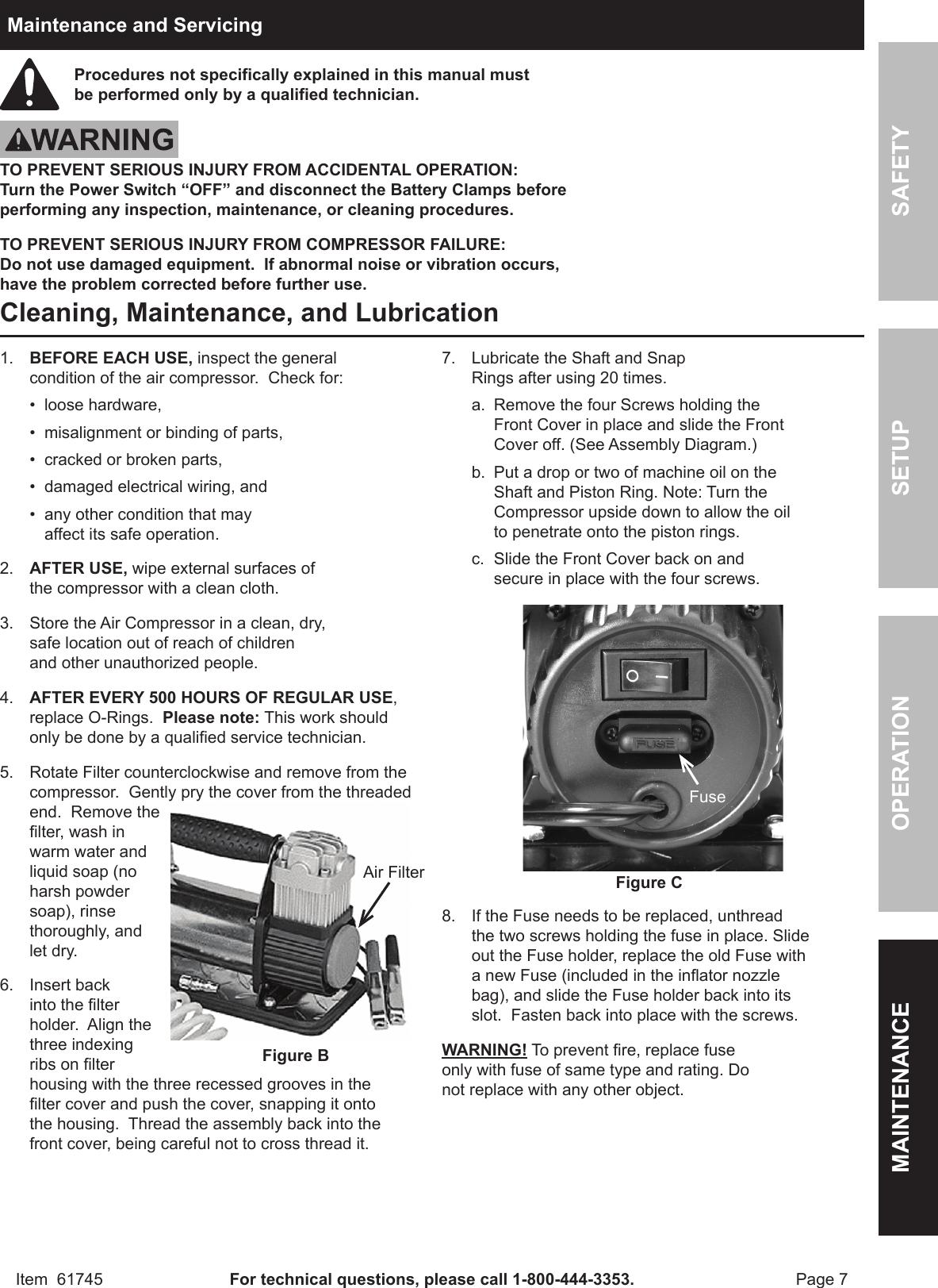 Page 7 of 12 - Harbor-Freight Harbor-Freight-12Volt-150-Psi-Compact-Air-Compressor-Product-Manual-  Harbor-freight-12volt-150-psi-compact-air-compressor-product-manual