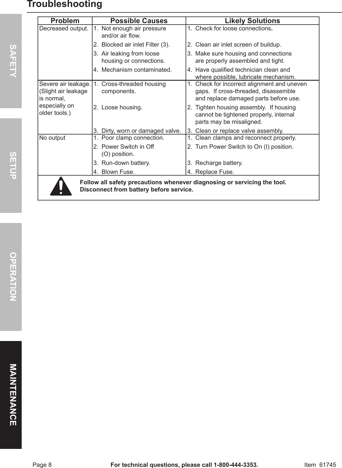 Page 8 of 12 - Harbor-Freight Harbor-Freight-12Volt-150-Psi-Compact-Air-Compressor-Product-Manual-  Harbor-freight-12volt-150-psi-compact-air-compressor-product-manual