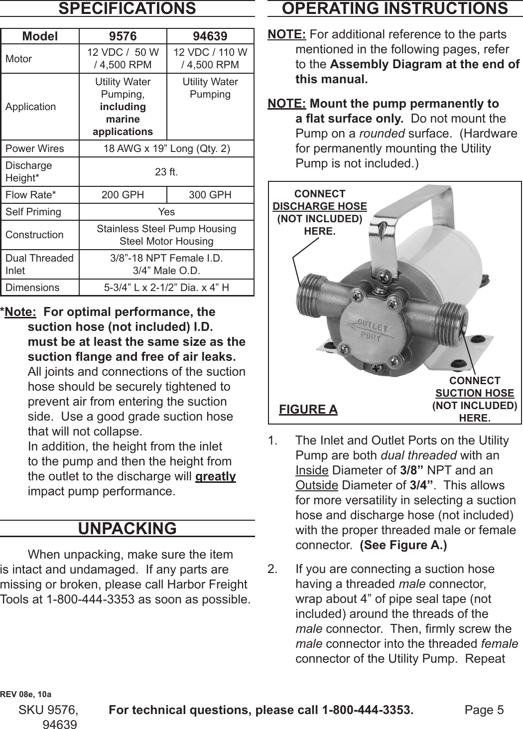 Page 5 of 8 - Harbor-Freight Harbor-Freight-12-Volt-Marine-Utility-Pump-Product-Manual-  Harbor-freight-12-volt-marine-utility-pump-product-manual
