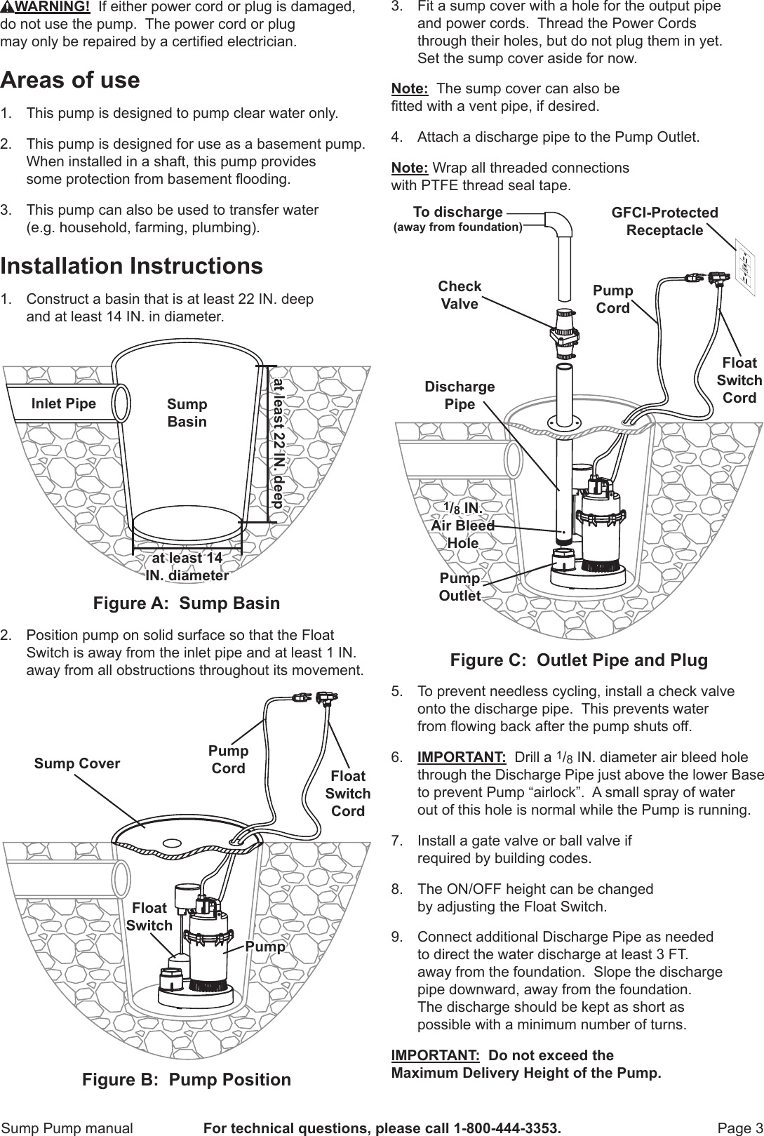 Page 5 of 9 - Harbor-Freight Harbor-Freight-1-3-Hp-Submersible-Sump-Pump-With-Vertical-Float-3000-Gph-Product-Manual-  Harbor-freight-1-3-hp-submersible-sump-pump-with-vertical-float-3000-gph-product-manual