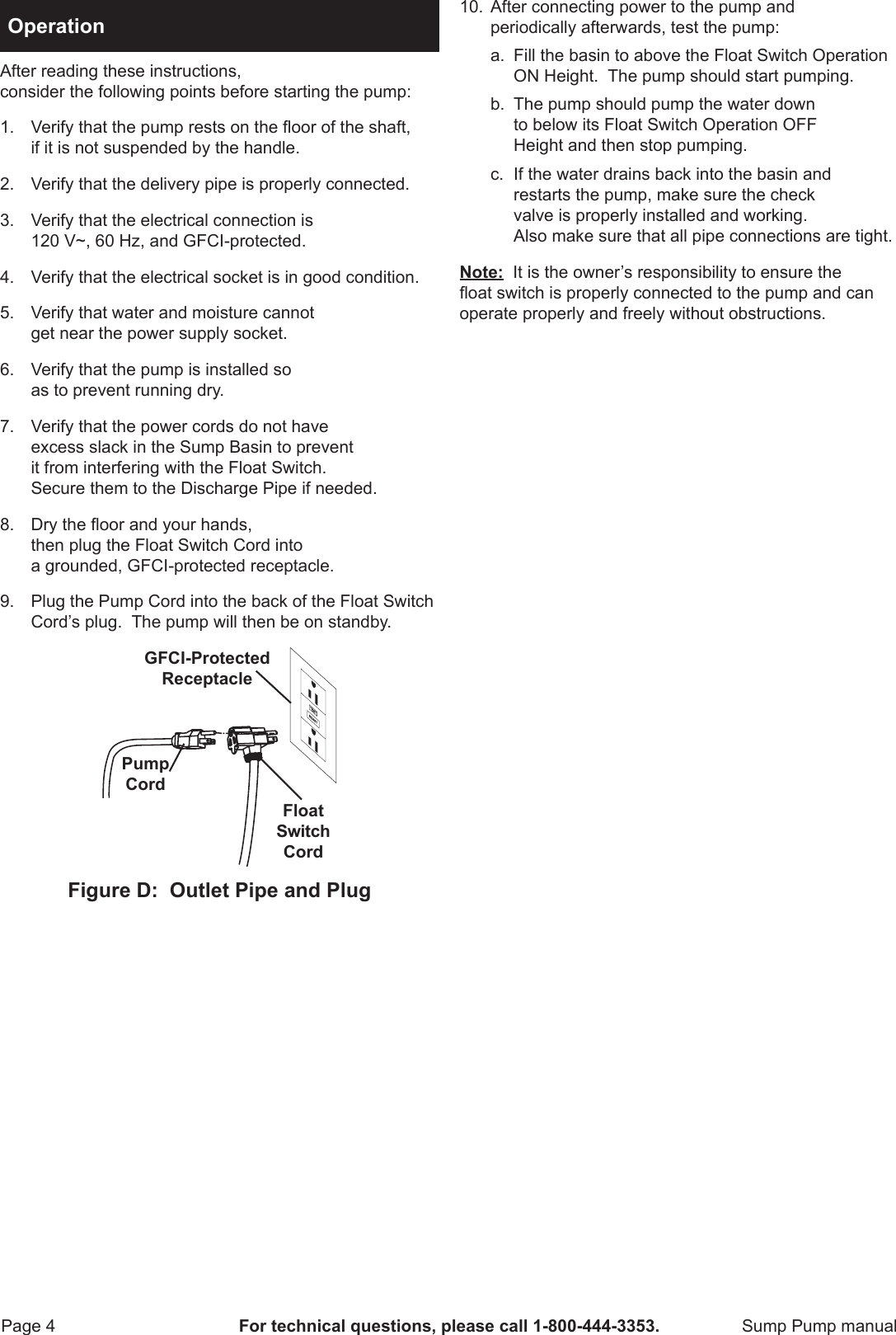 Page 6 of 9 - Harbor-Freight Harbor-Freight-1-3-Hp-Submersible-Sump-Pump-With-Vertical-Float-3000-Gph-Product-Manual-  Harbor-freight-1-3-hp-submersible-sump-pump-with-vertical-float-3000-gph-product-manual