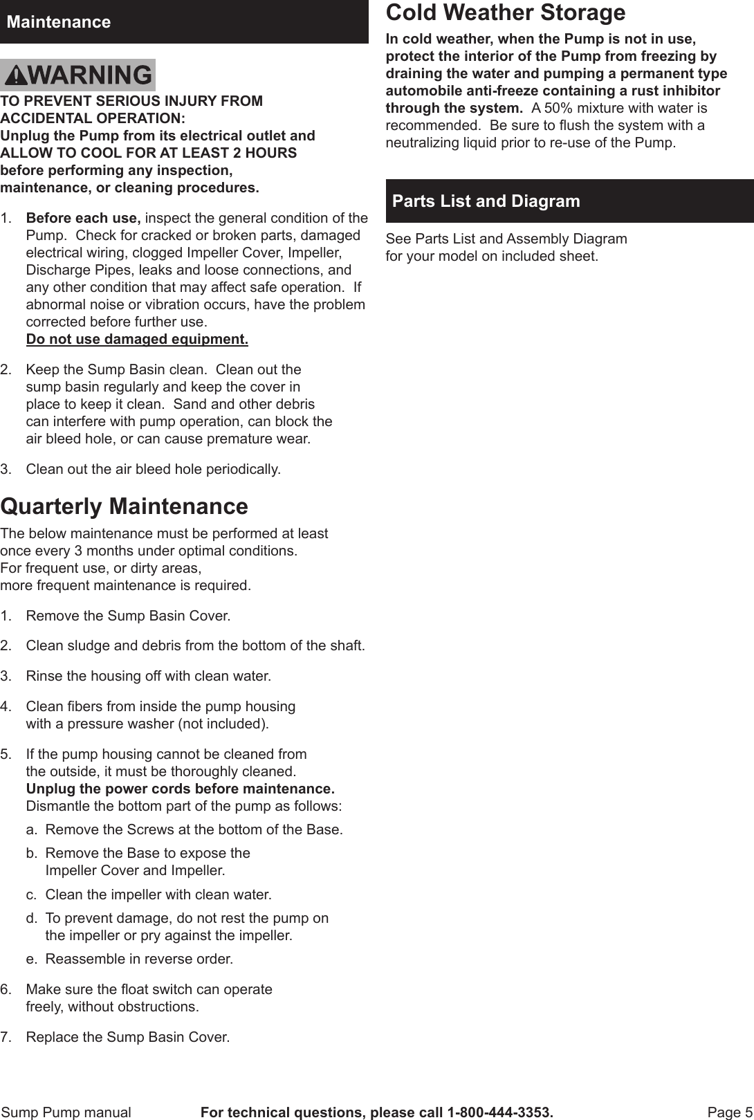 Page 7 of 9 - Harbor-Freight Harbor-Freight-1-4-Hp-Submersible-Sump-Pump-With-Vertical-Float-2800-Gph-Product-Manual-  Harbor-freight-1-4-hp-submersible-sump-pump-with-vertical-float-2800-gph-product-manual