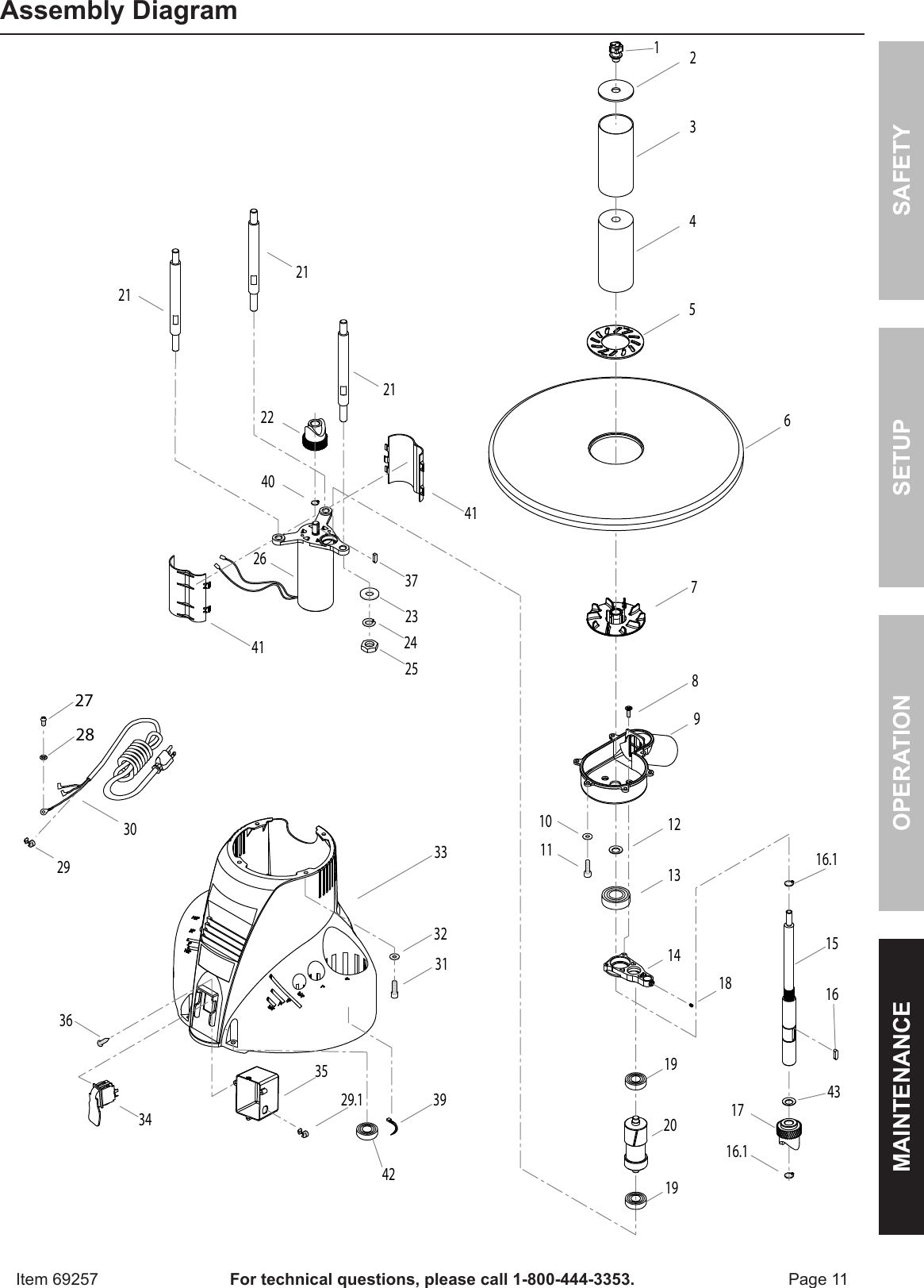 Page 11 of 12 - Harbor-Freight Harbor-Freight-14-In-Oscillating-Spindle-Sander-Product-Manual-  Harbor-freight-14-in-oscillating-spindle-sander-product-manual