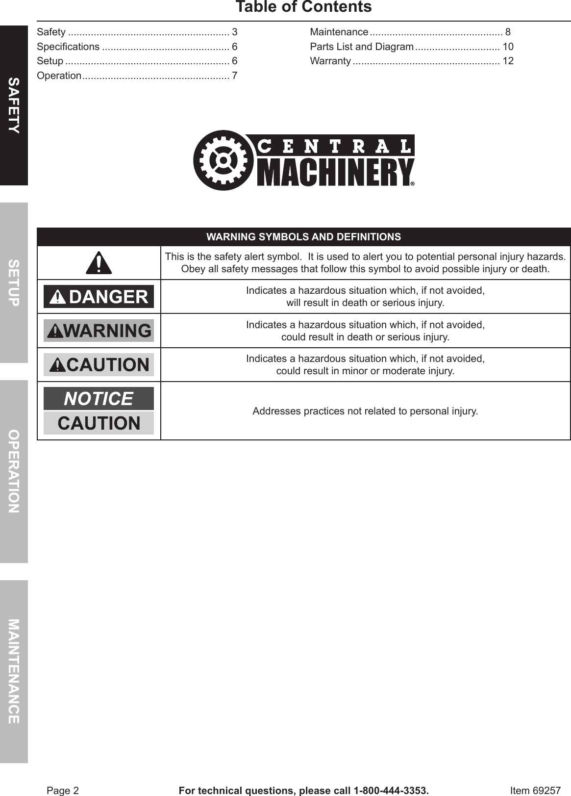 Page 2 of 12 - Harbor-Freight Harbor-Freight-14-In-Oscillating-Spindle-Sander-Product-Manual-  Harbor-freight-14-in-oscillating-spindle-sander-product-manual