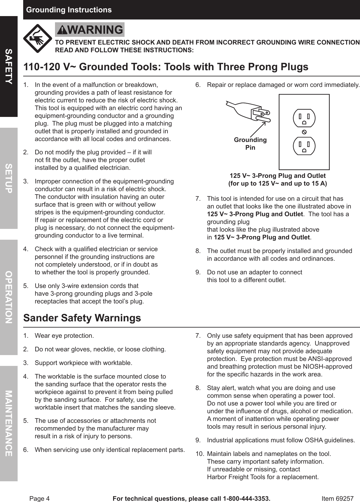 Page 4 of 12 - Harbor-Freight Harbor-Freight-14-In-Oscillating-Spindle-Sander-Product-Manual-  Harbor-freight-14-in-oscillating-spindle-sander-product-manual