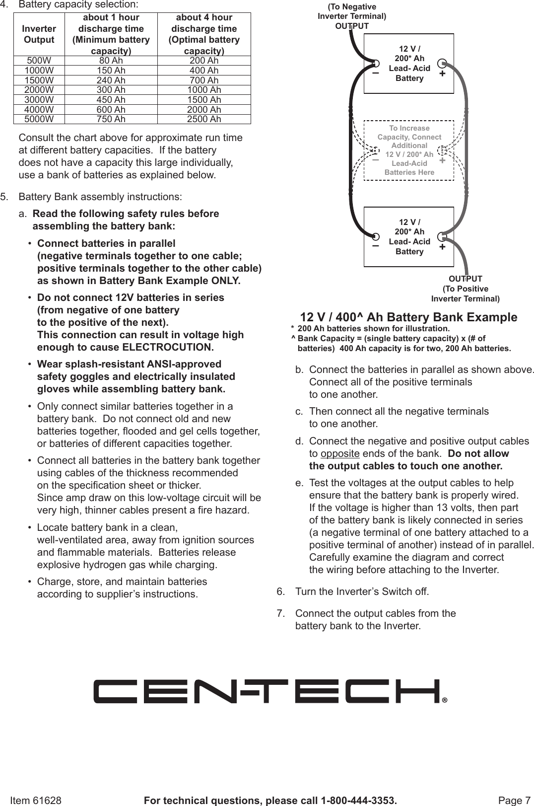 Page 7 of 12 - Harbor-Freight Harbor-Freight-1500-Watt-Continuous-3000-Watt-Peak-Power-Inverter-Product-Manual-  Harbor-freight-1500-watt-continuous-3000-watt-peak-power-inverter-product-manual