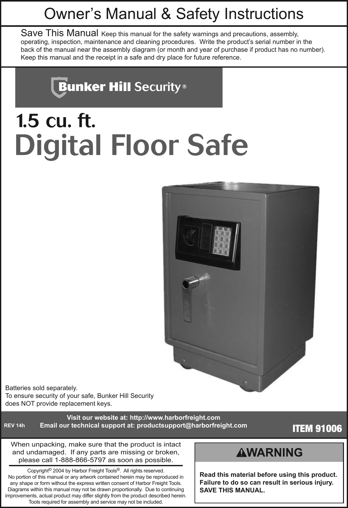 Bunker Hill Digital Floor Safe Manual P45891 - Digital Photos and