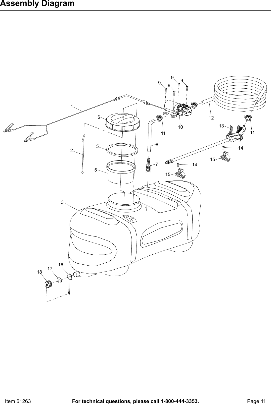 Page 11 of 12 - Harbor-Freight Harbor-Freight-15-Gallon-Spot-Sprayer-12-Volt-Product-Manual-  Harbor-freight-15-gallon-spot-sprayer-12-volt-product-manual