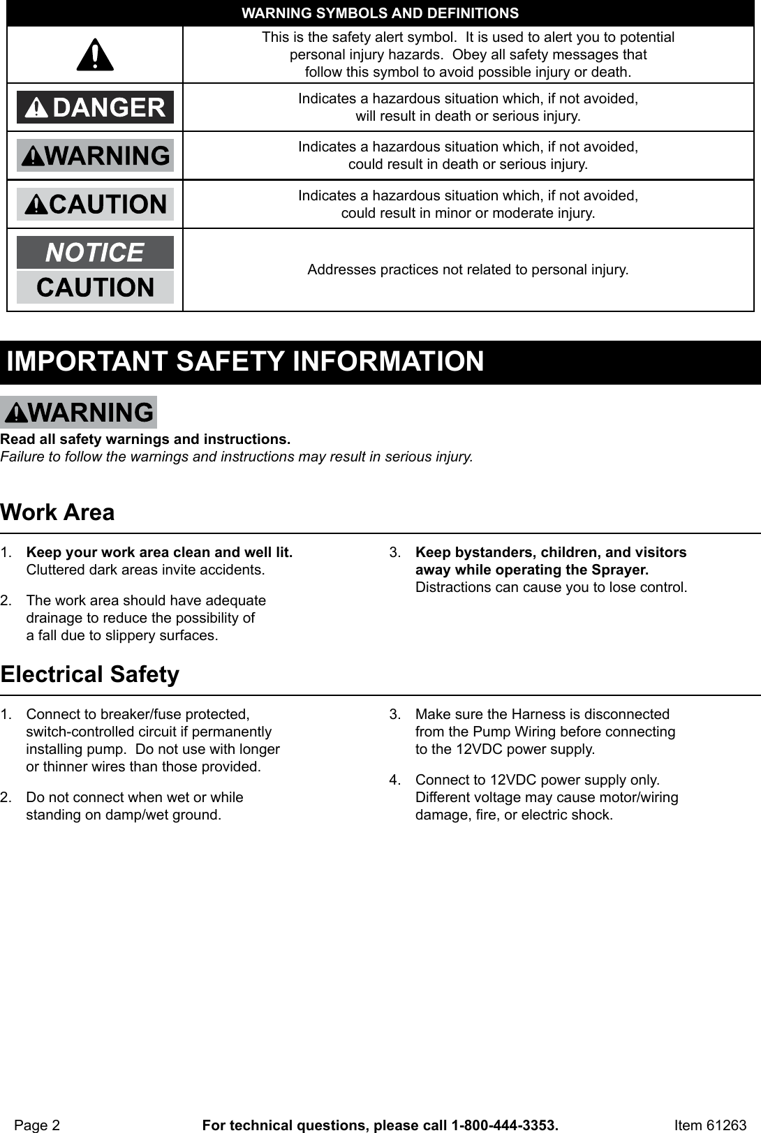 Page 2 of 12 - Harbor-Freight Harbor-Freight-15-Gallon-Spot-Sprayer-12-Volt-Product-Manual-  Harbor-freight-15-gallon-spot-sprayer-12-volt-product-manual