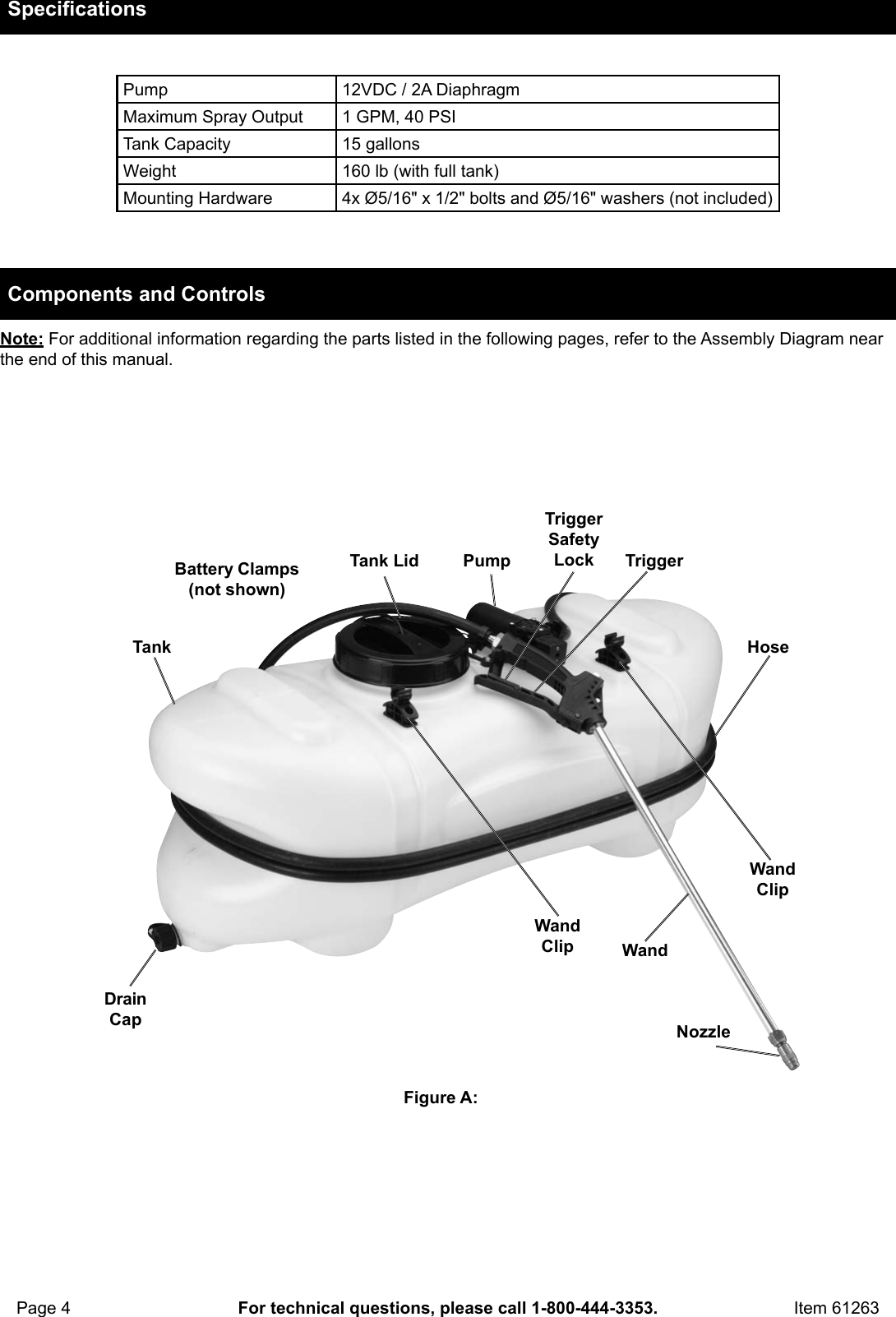 Page 4 of 12 - Harbor-Freight Harbor-Freight-15-Gallon-Spot-Sprayer-12-Volt-Product-Manual-  Harbor-freight-15-gallon-spot-sprayer-12-volt-product-manual