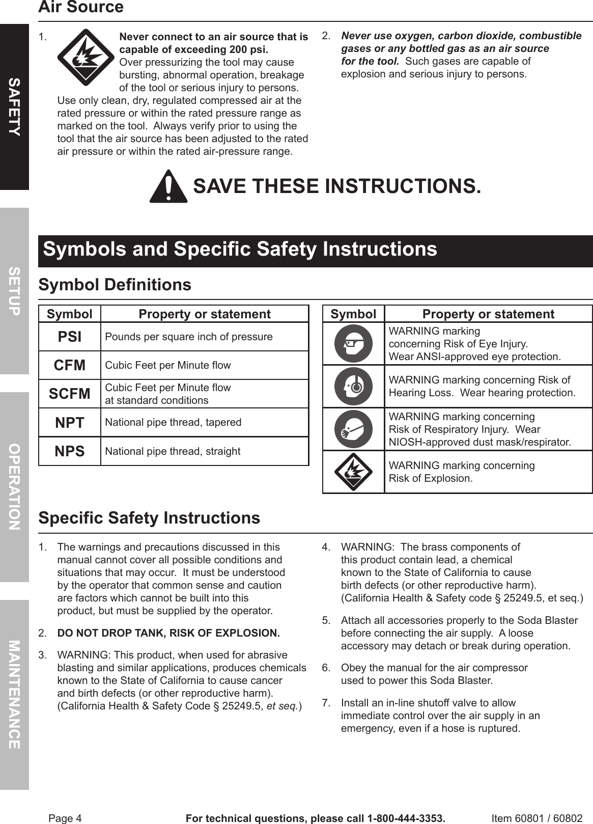 Page 4 of 12 - Harbor-Freight Harbor-Freight-15-Lb-Portable-Soda-Blaster-Product-Manual-  Harbor-freight-15-lb-portable-soda-blaster-product-manual