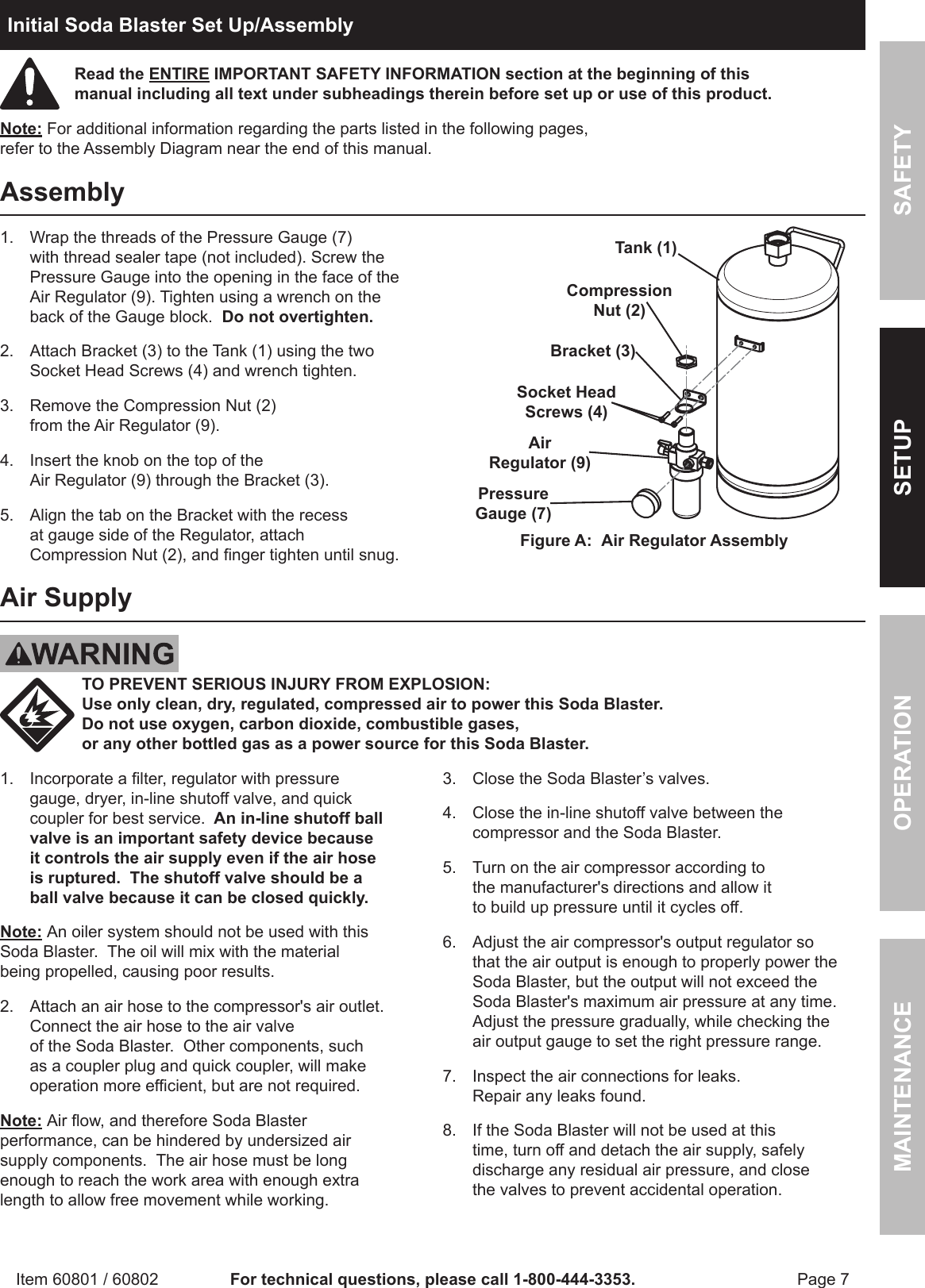 Page 7 of 12 - Harbor-Freight Harbor-Freight-15-Lb-Portable-Soda-Blaster-Product-Manual-  Harbor-freight-15-lb-portable-soda-blaster-product-manual