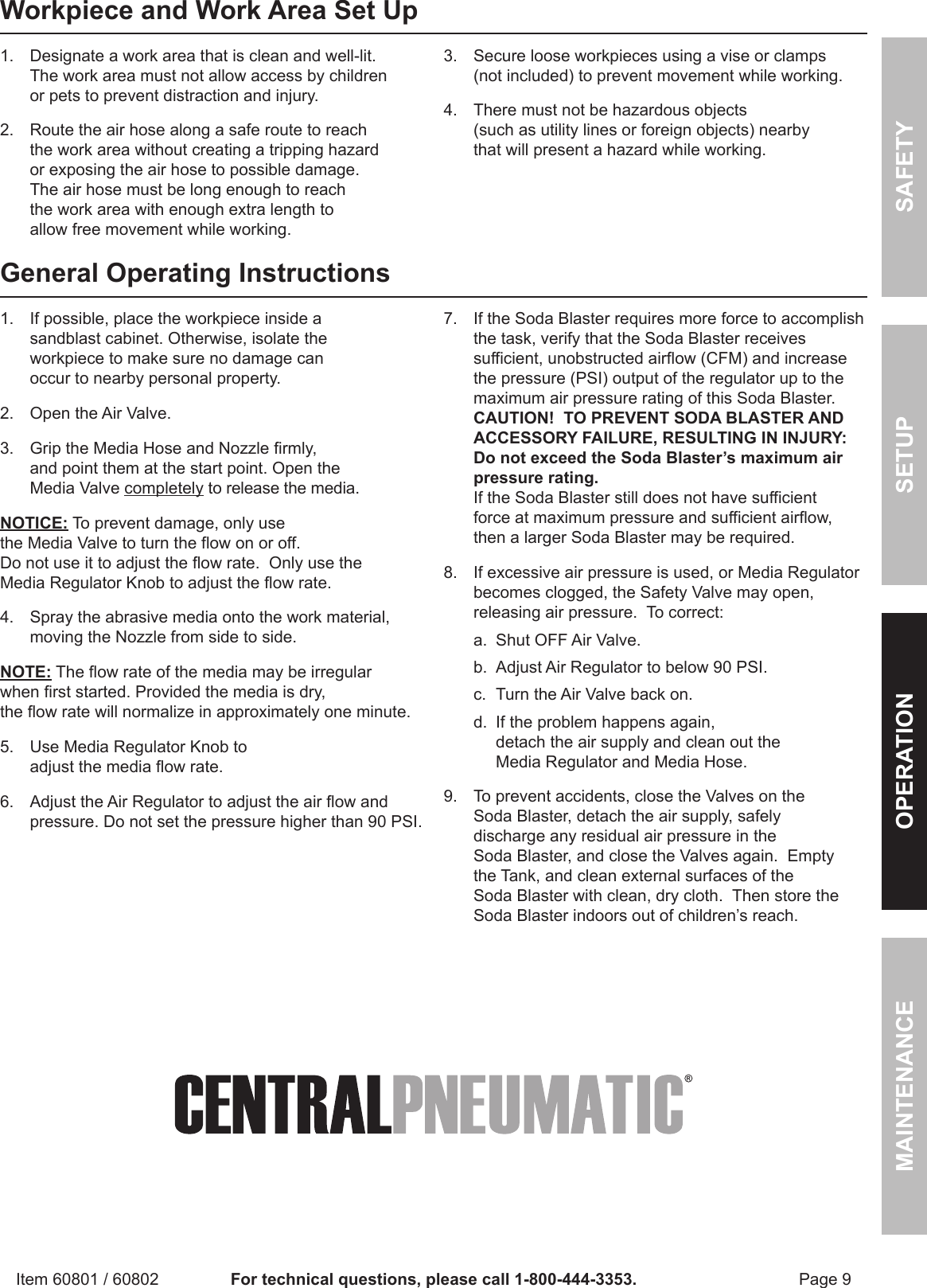 Page 9 of 12 - Harbor-Freight Harbor-Freight-15-Lb-Portable-Soda-Blaster-Product-Manual-  Harbor-freight-15-lb-portable-soda-blaster-product-manual