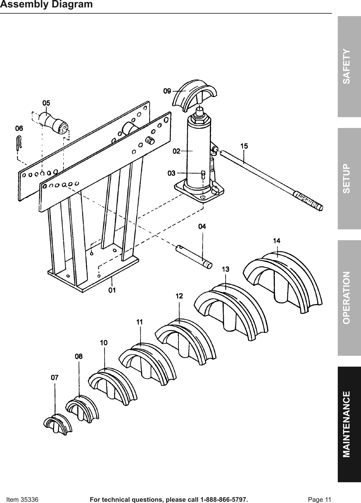 Harbor Freight 16 Ton Hydraulic Heavy Duty Pipe Bender Product Manual