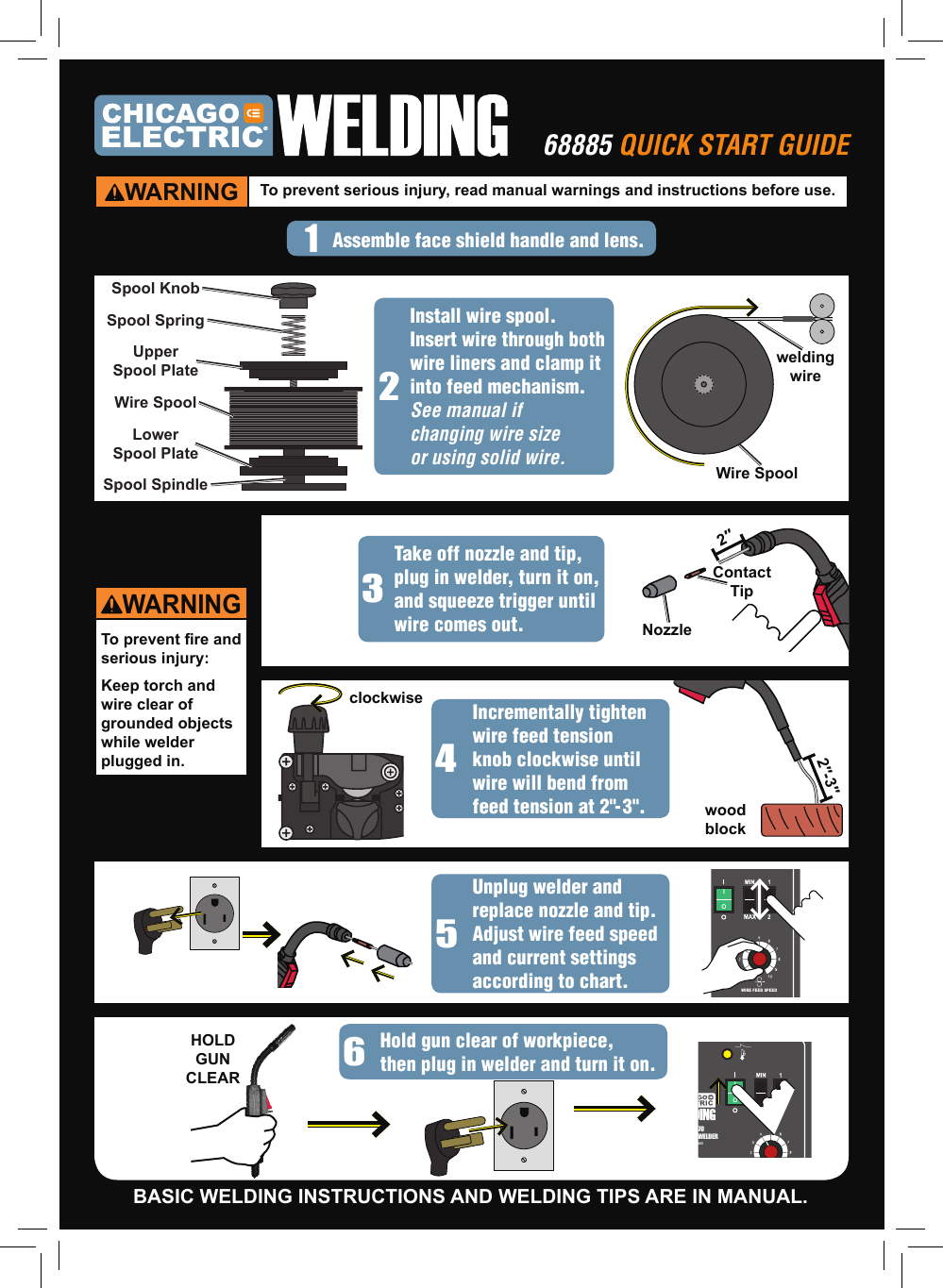 Page 1 of 4 - Harbor-Freight Harbor-Freight-170-Amp-Dc-240-Volt-Mig-Flux-Cored-Welder-Quick-Start-Manual-  Harbor-freight-170-amp-dc-240-volt-mig-flux-cored-welder-quick-start-manual