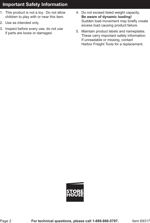 Page 2 of 4 - Harbor-Freight Harbor-Freight-17-In-X-12-In-X-5-In-Aluminum-Case-Product-Manual-  Harbor-freight-17-in-x-12-in-x-5-in-aluminum-case-product-manual