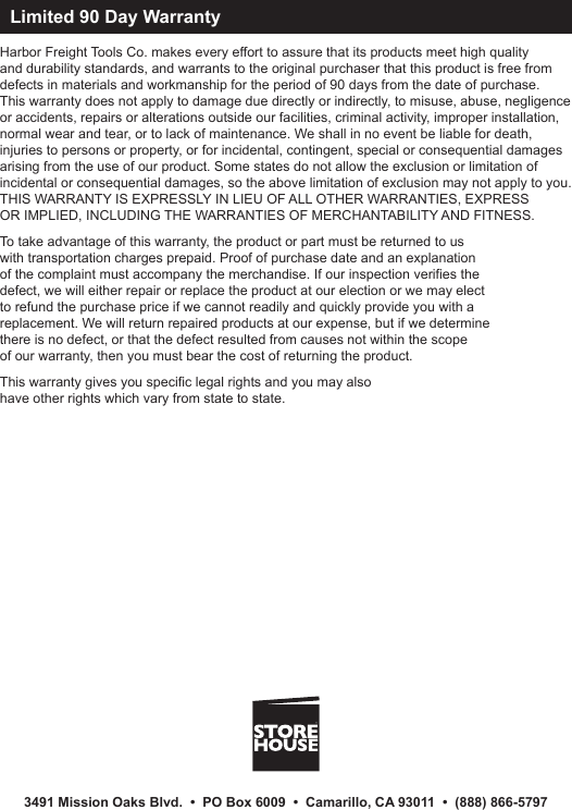 Page 4 of 4 - Harbor-Freight Harbor-Freight-17-In-X-12-In-X-5-In-Aluminum-Case-Product-Manual-  Harbor-freight-17-in-x-12-in-x-5-in-aluminum-case-product-manual
