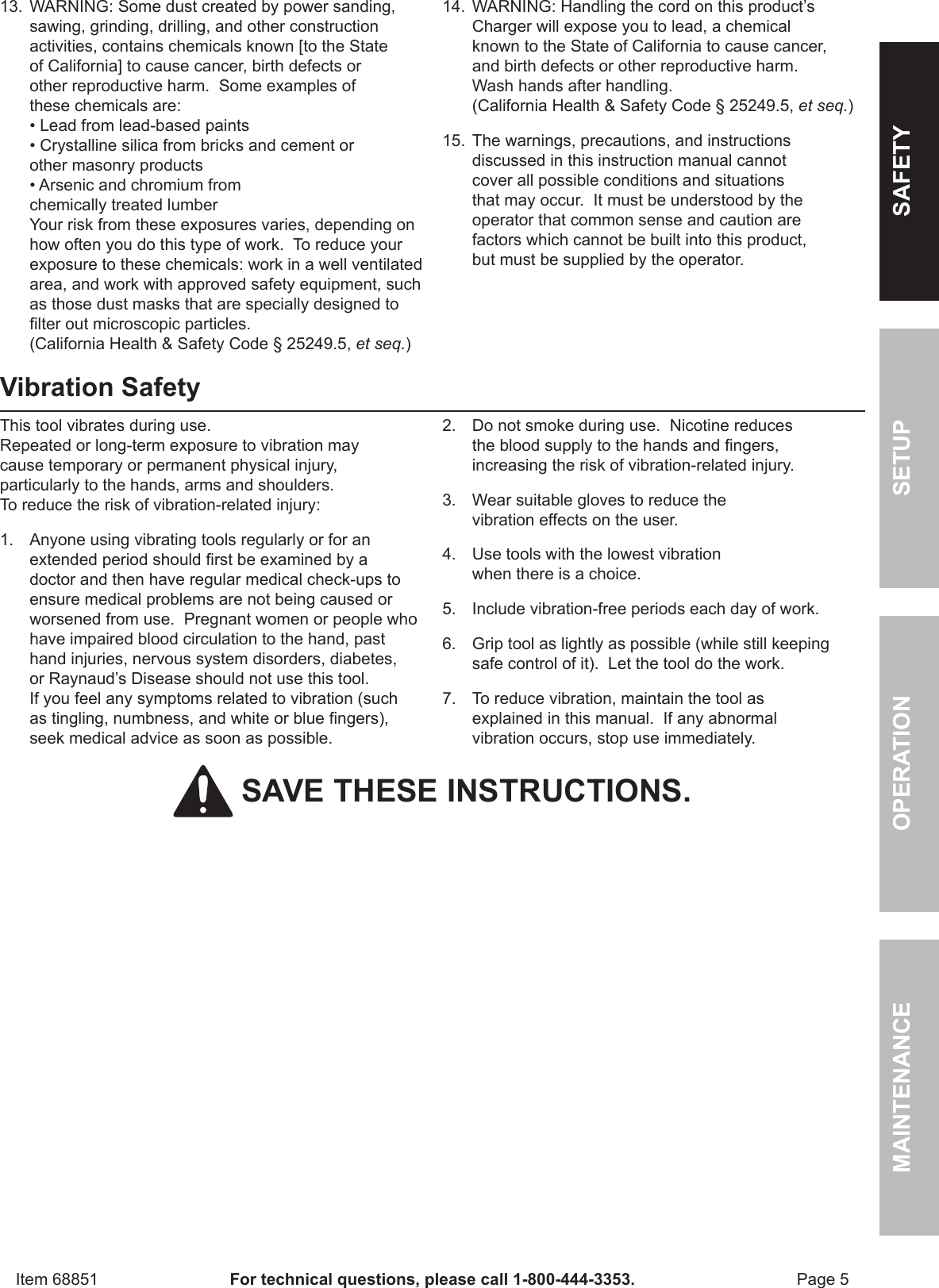 Page 5 of 12 - Harbor-Freight Harbor-Freight-18-Volt-1-2-In-Cordless-Variable-Speed-Hammer-Drill-With-Keyless-Chuck-Product-Manual-  Harbor-freight-18-volt-1-2-in-cordless-variable-speed-hammer-drill-with-keyless-chuck-product-manual