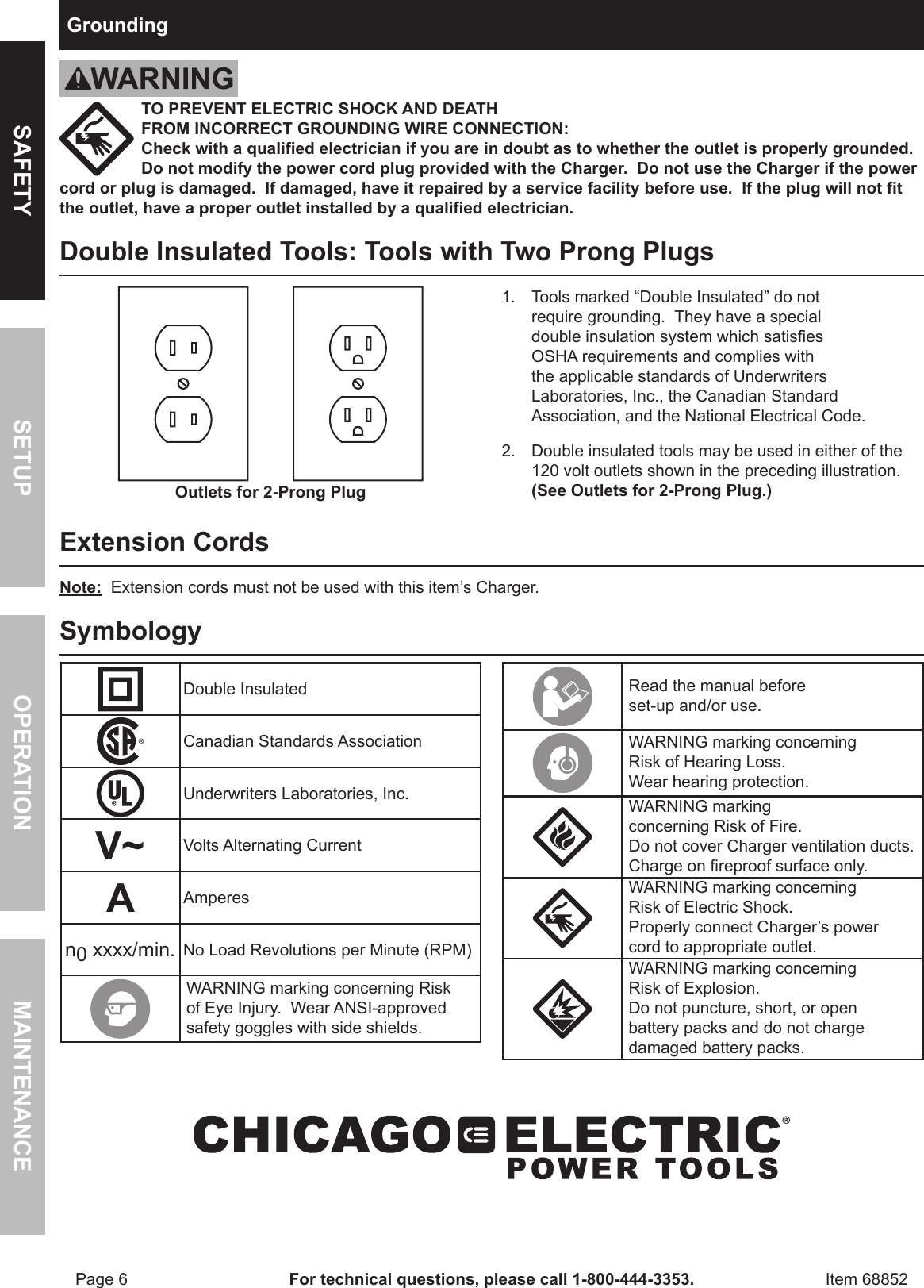 Page 6 of 12 - Harbor-Freight Harbor-Freight-18-Volt-Cordless-Variable-Speed-Reciprocating-Saw-With-Keyless-Chuck-Product-Manual-  Harbor-freight-18-volt-cordless-variable-speed-reciprocating-saw-with-keyless-chuck-product-manual