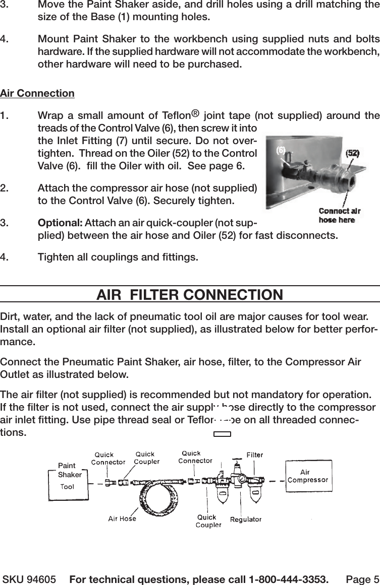 Page 5 of 10 - Harbor-Freight Harbor-Freight-1-Gal-Air-Paint-Shaker-Product-Manual-  Harbor-freight-1-gal-air-paint-shaker-product-manual