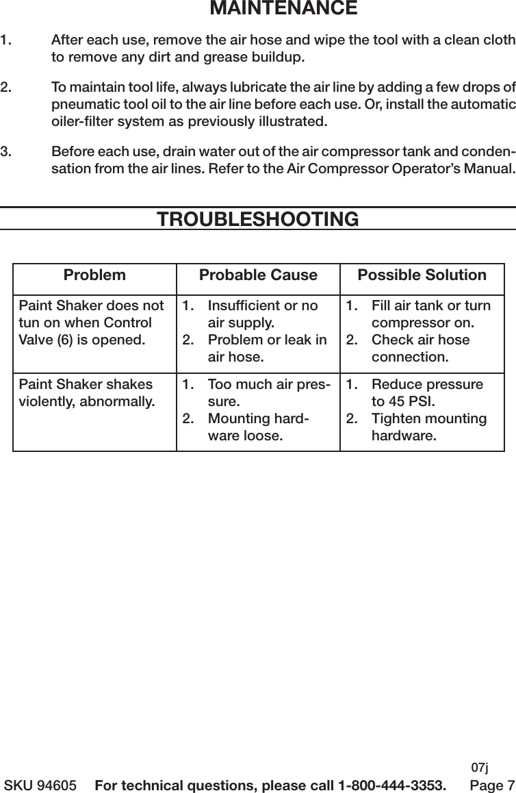 Page 7 of 10 - Harbor-Freight Harbor-Freight-1-Gal-Air-Paint-Shaker-Product-Manual-  Harbor-freight-1-gal-air-paint-shaker-product-manual
