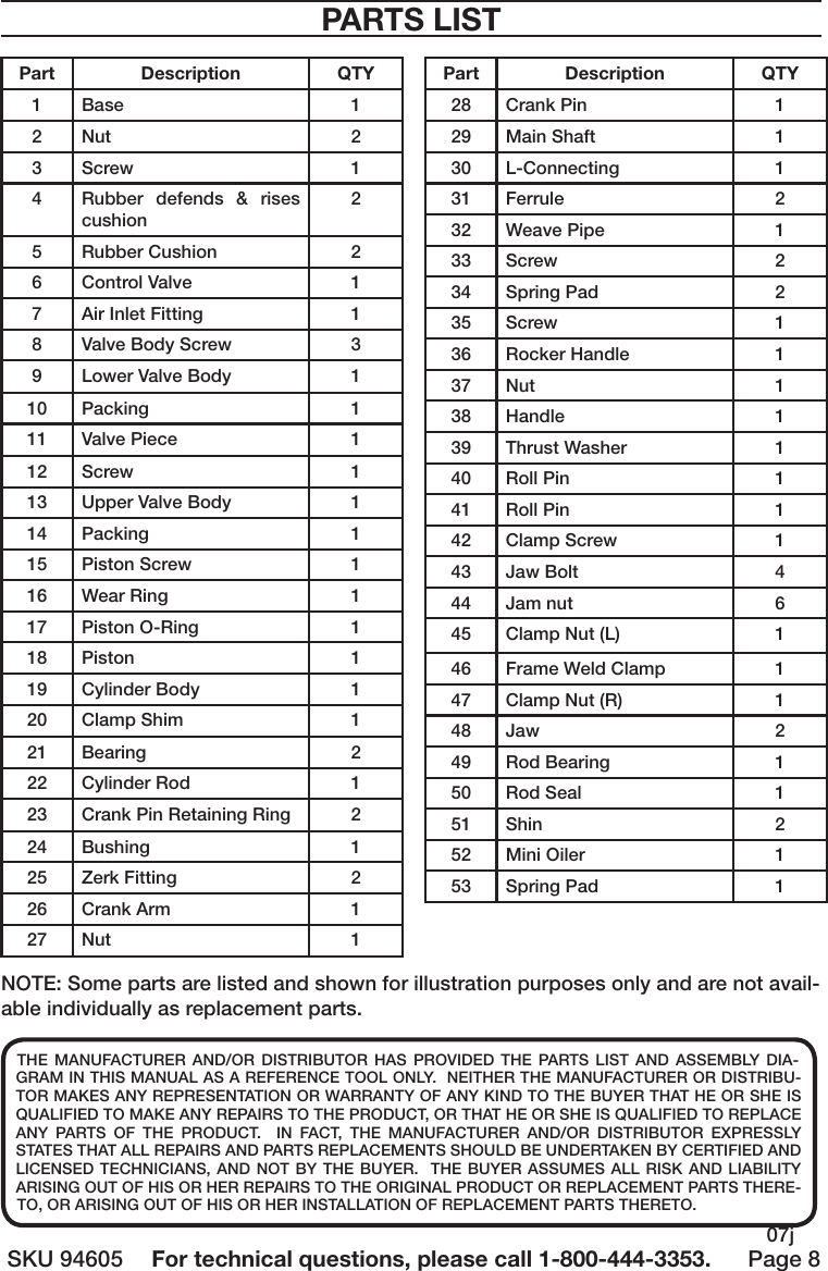 Page 8 of 10 - Harbor-Freight Harbor-Freight-1-Gal-Air-Paint-Shaker-Product-Manual-  Harbor-freight-1-gal-air-paint-shaker-product-manual