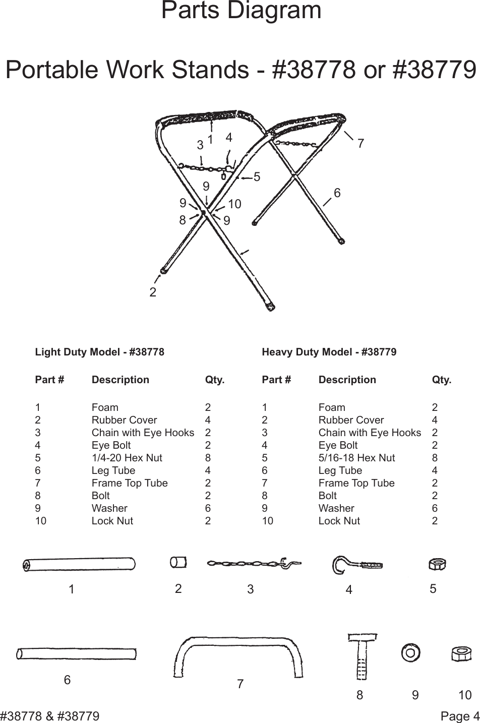 Page 4 of 4 - Harbor-Freight Harbor-Freight-200-Lb-Capacity-Portable-Work-Stand-Product-Manual-  Harbor-freight-200-lb-capacity-portable-work-stand-product-manual