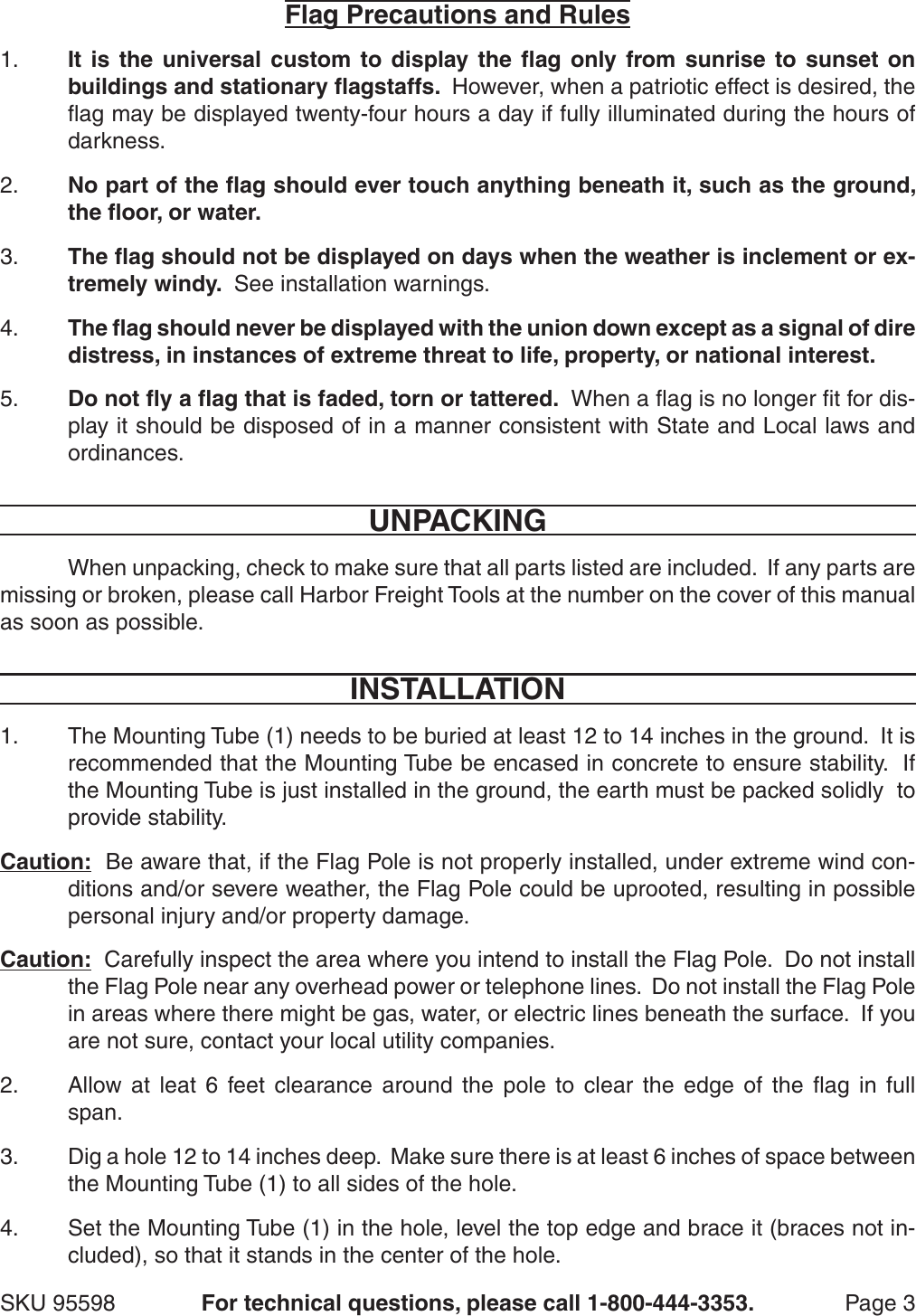 Page 3 of 5 - Harbor-Freight Harbor-Freight-20-Ft-Telescoping-Flag-Pole-Product-Manual-  Harbor-freight-20-ft-telescoping-flag-pole-product-manual