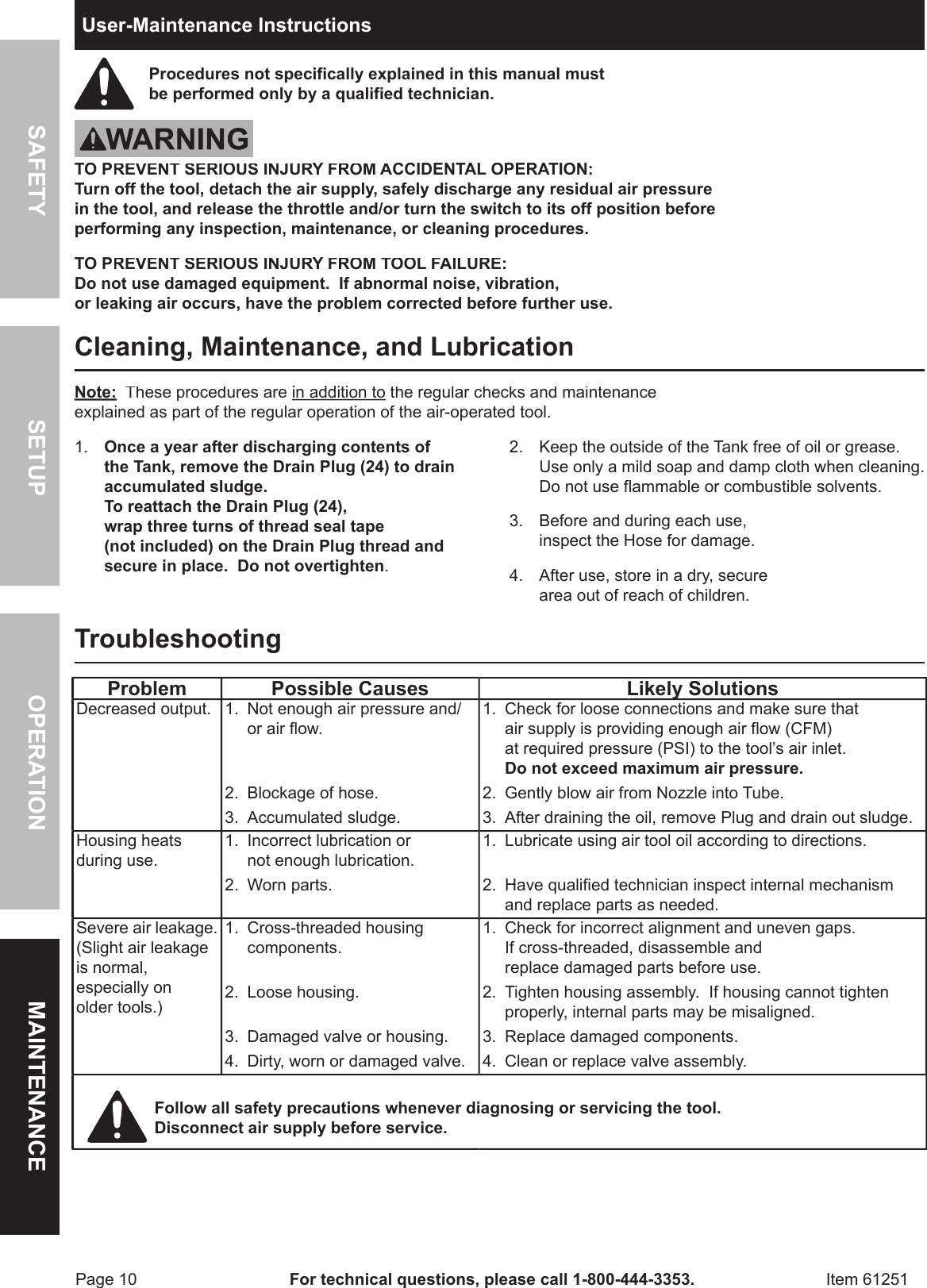 Page 10 of 12 - Harbor-Freight Harbor-Freight-20Gal-Oil-Drain-Tank-Product-Manual-  Harbor-freight-20gal-oil-drain-tank-product-manual