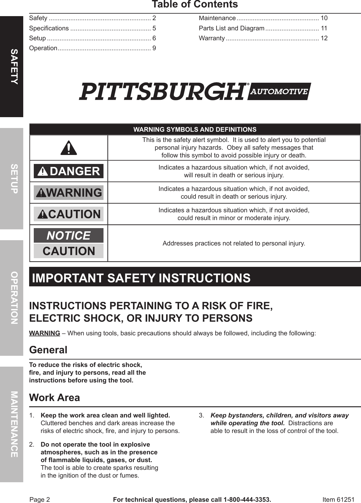 Page 2 of 12 - Harbor-Freight Harbor-Freight-20Gal-Oil-Drain-Tank-Product-Manual-  Harbor-freight-20gal-oil-drain-tank-product-manual