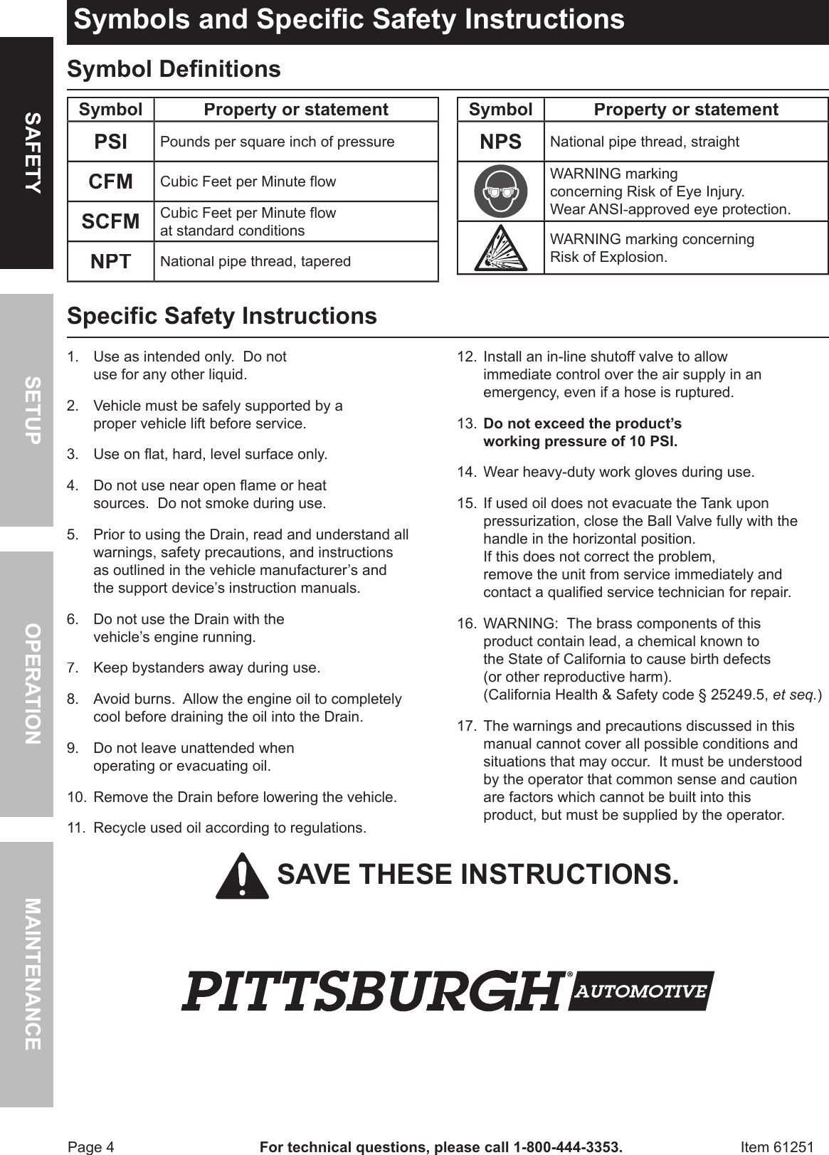 Page 4 of 12 - Harbor-Freight Harbor-Freight-20Gal-Oil-Drain-Tank-Product-Manual-  Harbor-freight-20gal-oil-drain-tank-product-manual