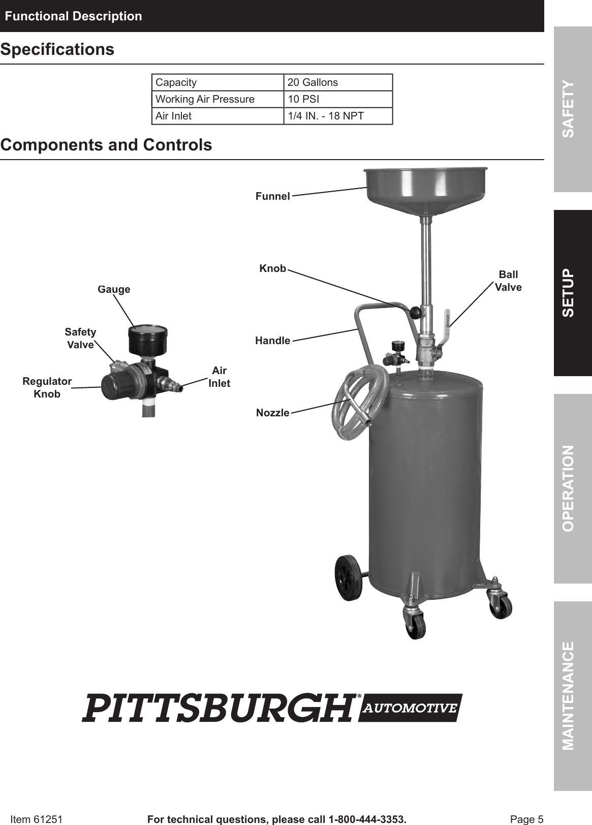 Page 5 of 12 - Harbor-Freight Harbor-Freight-20Gal-Oil-Drain-Tank-Product-Manual-  Harbor-freight-20gal-oil-drain-tank-product-manual