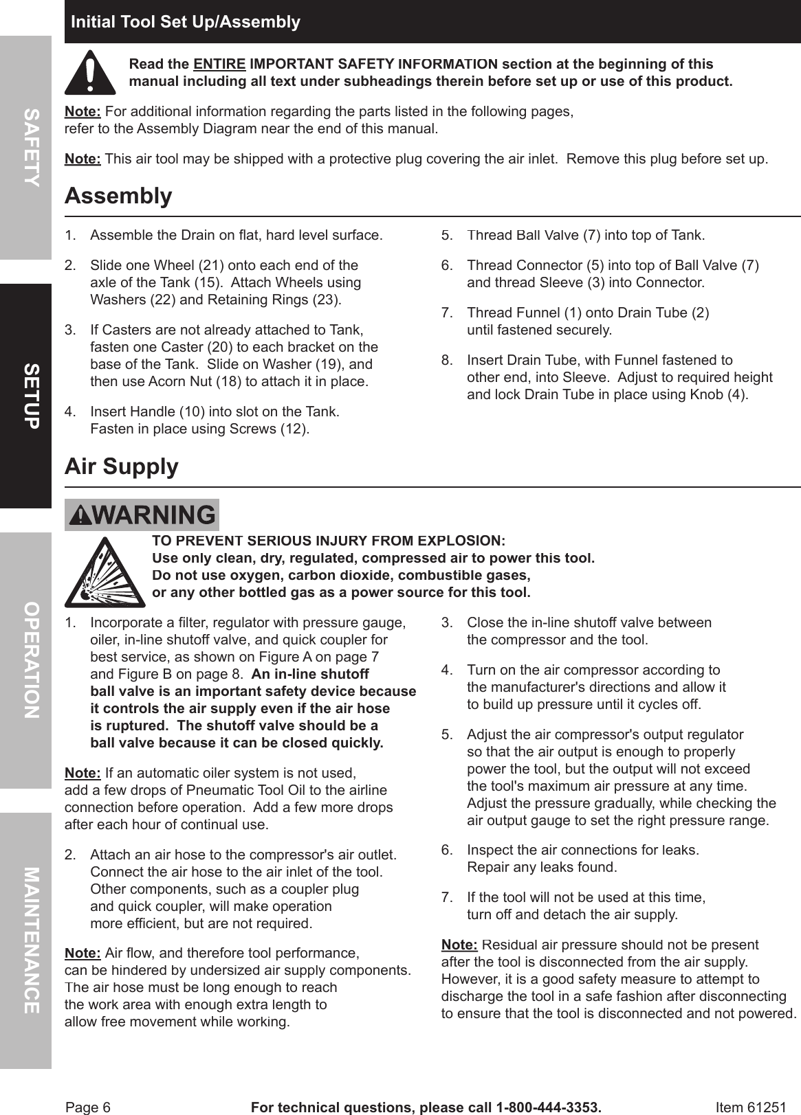 Page 6 of 12 - Harbor-Freight Harbor-Freight-20Gal-Oil-Drain-Tank-Product-Manual-  Harbor-freight-20gal-oil-drain-tank-product-manual