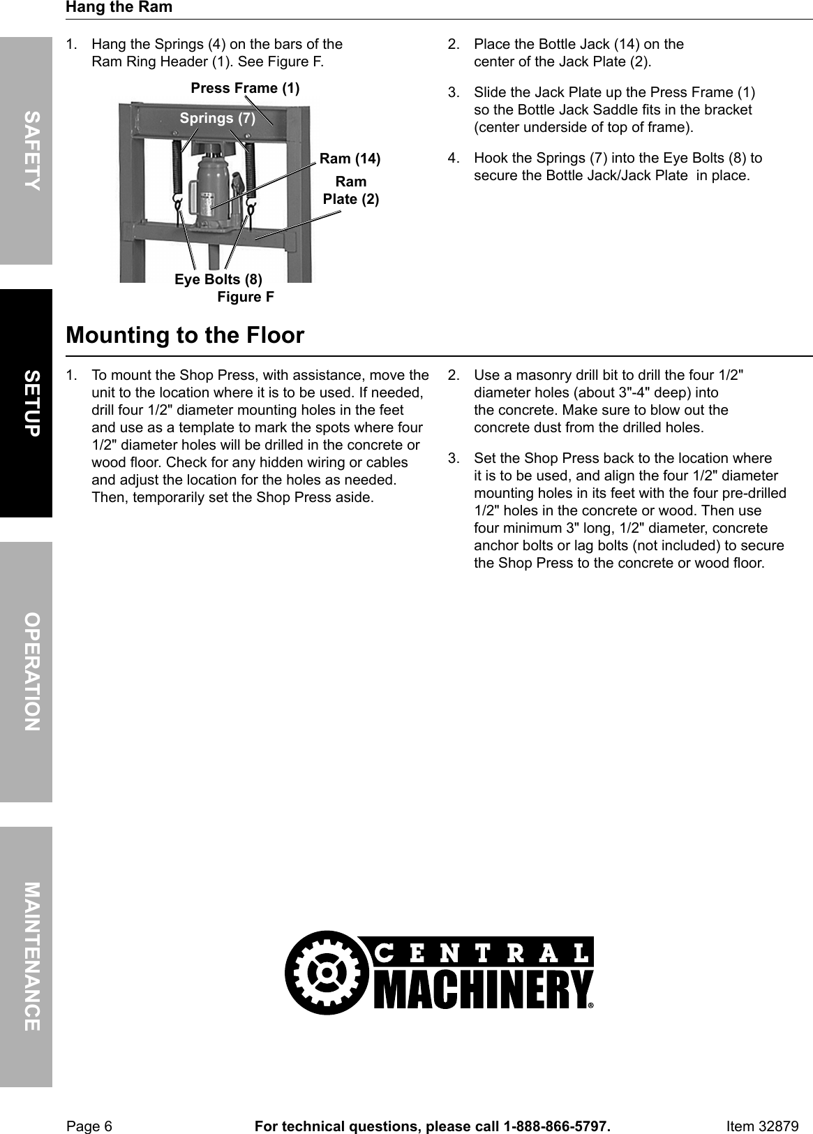 Page 6 of 12 - Harbor-Freight Harbor-Freight-20-Ton-H-Frame-Industrial-Heavy-Duty-Floor-Shop-Press-Product-Manual-  Harbor-freight-20-ton-h-frame-industrial-heavy-duty-floor-shop-press-product-manual