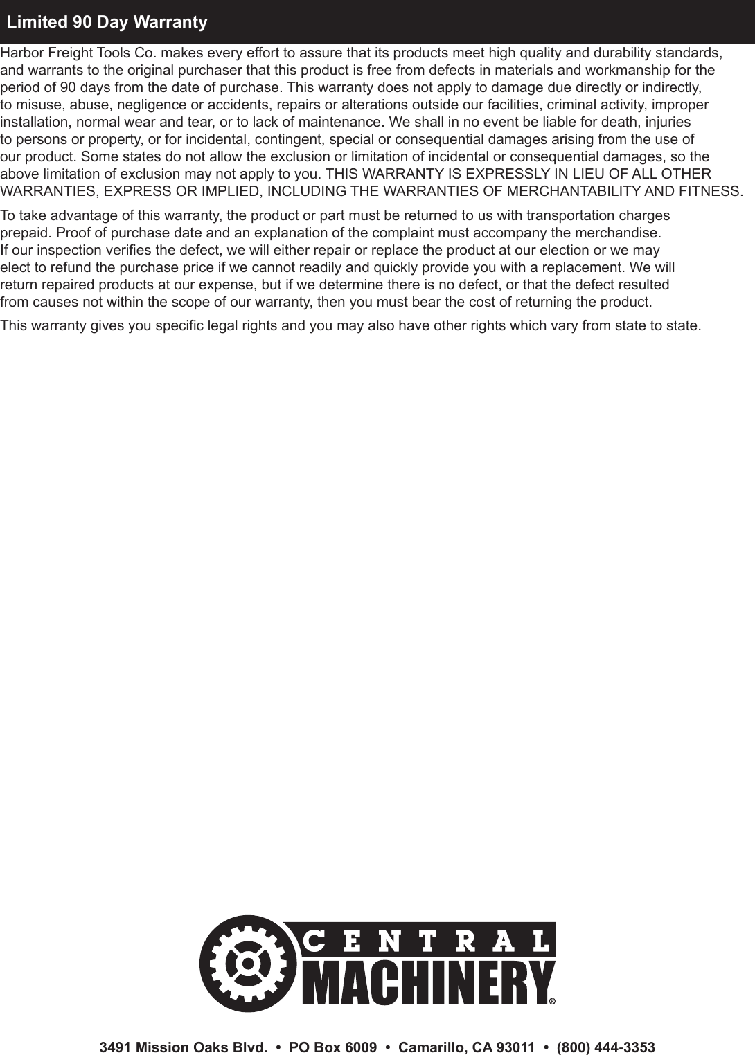 Page 12 of 12 - Harbor-Freight Harbor-Freight-2-1-2-Gal-Wet-Dry-Vacuum-Blower-Product-Manual-  Harbor-freight-2-1-2-gal-wet-dry-vacuum-blower-product-manual